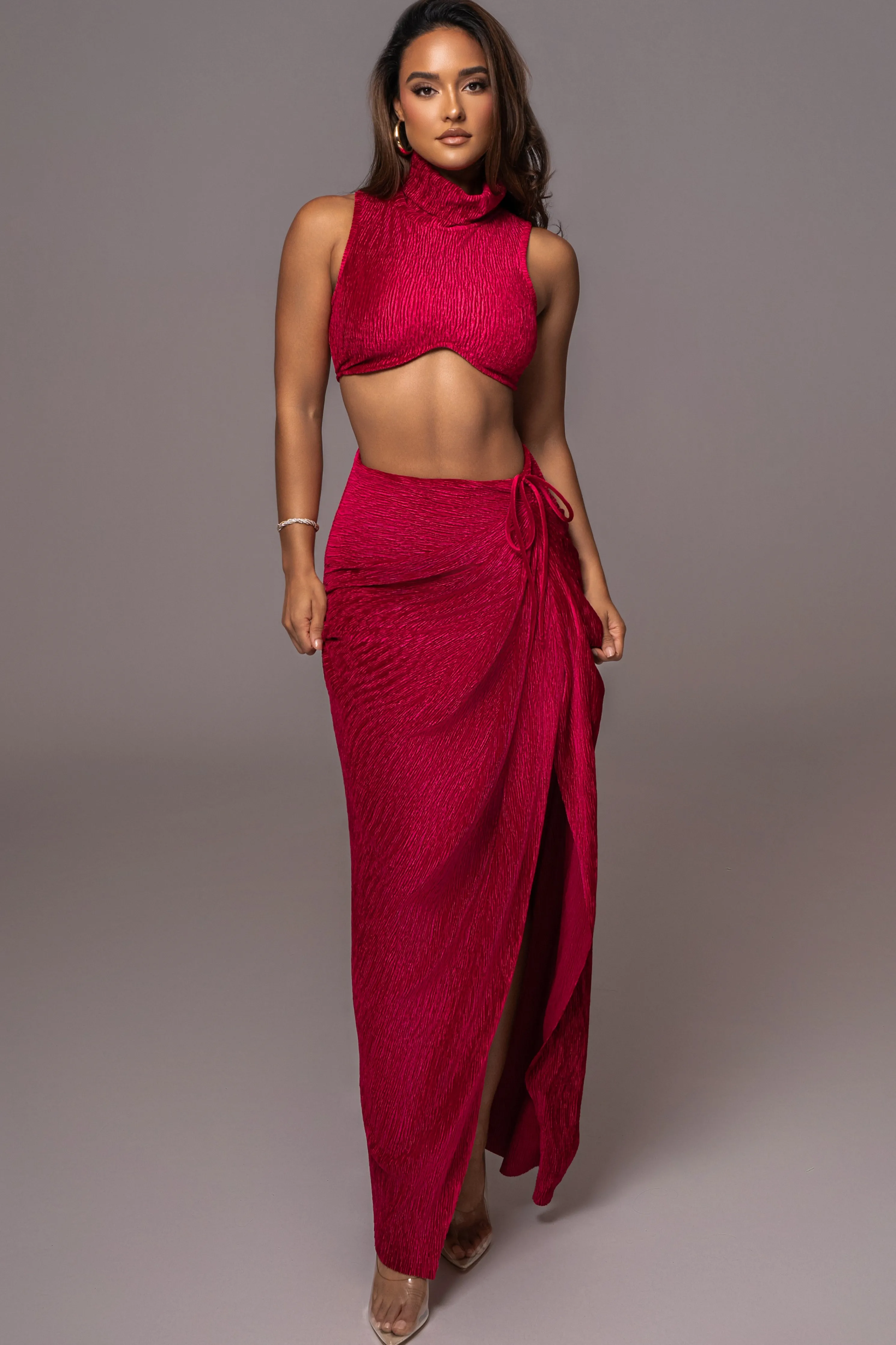 Red Chosen One Velvet Skirt Set