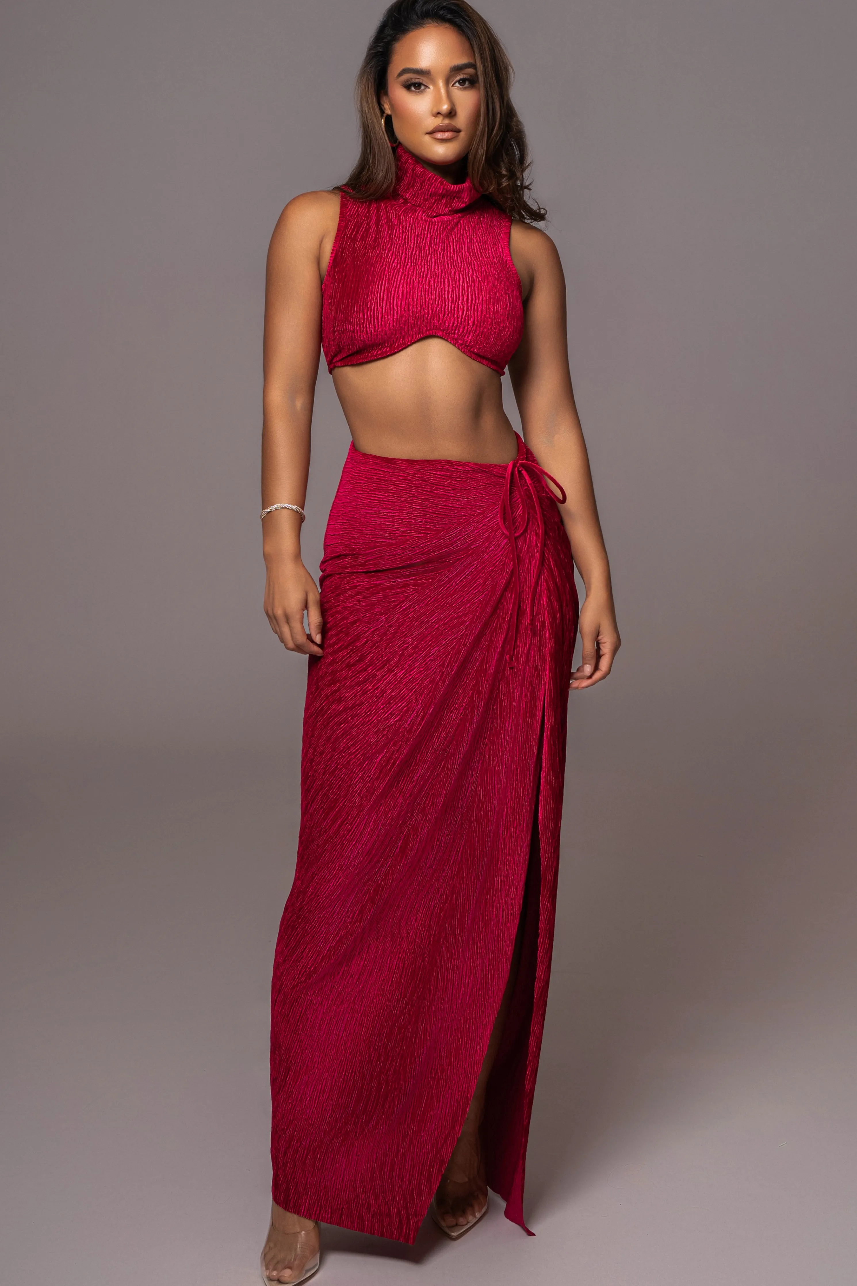 Red Chosen One Velvet Skirt Set