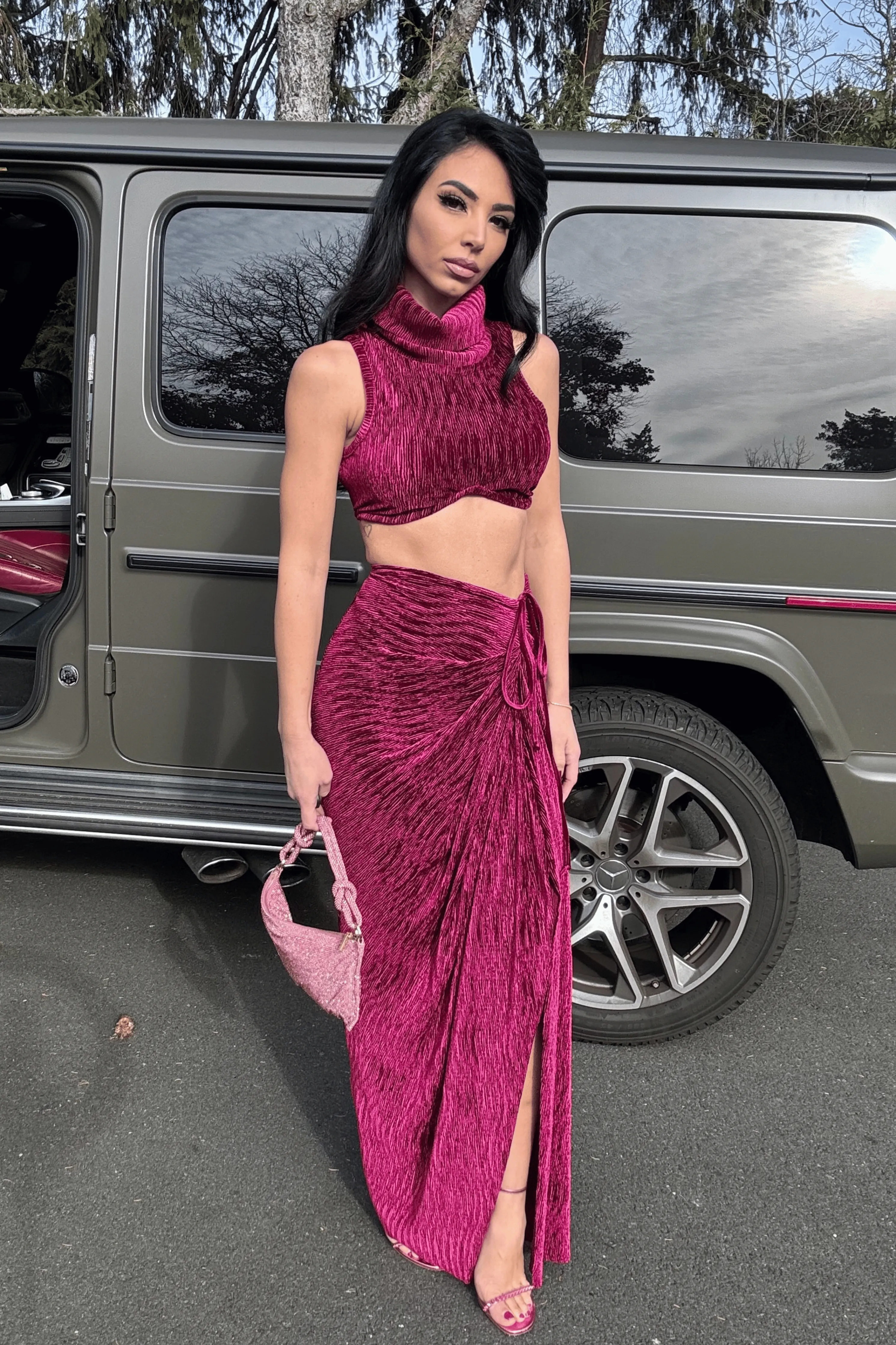 Red Chosen One Velvet Skirt Set