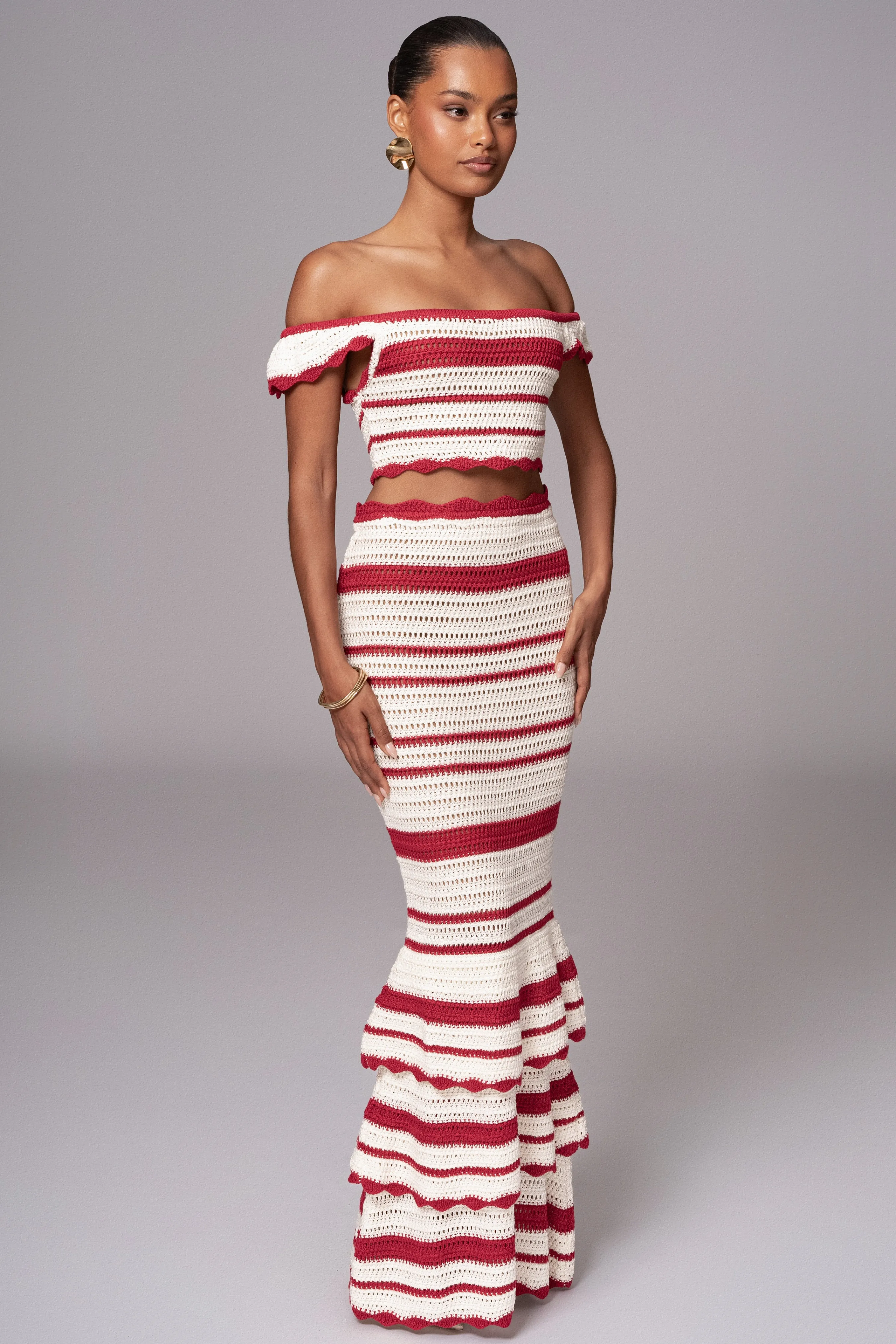 Red Corazon Ruffle Skirt Set