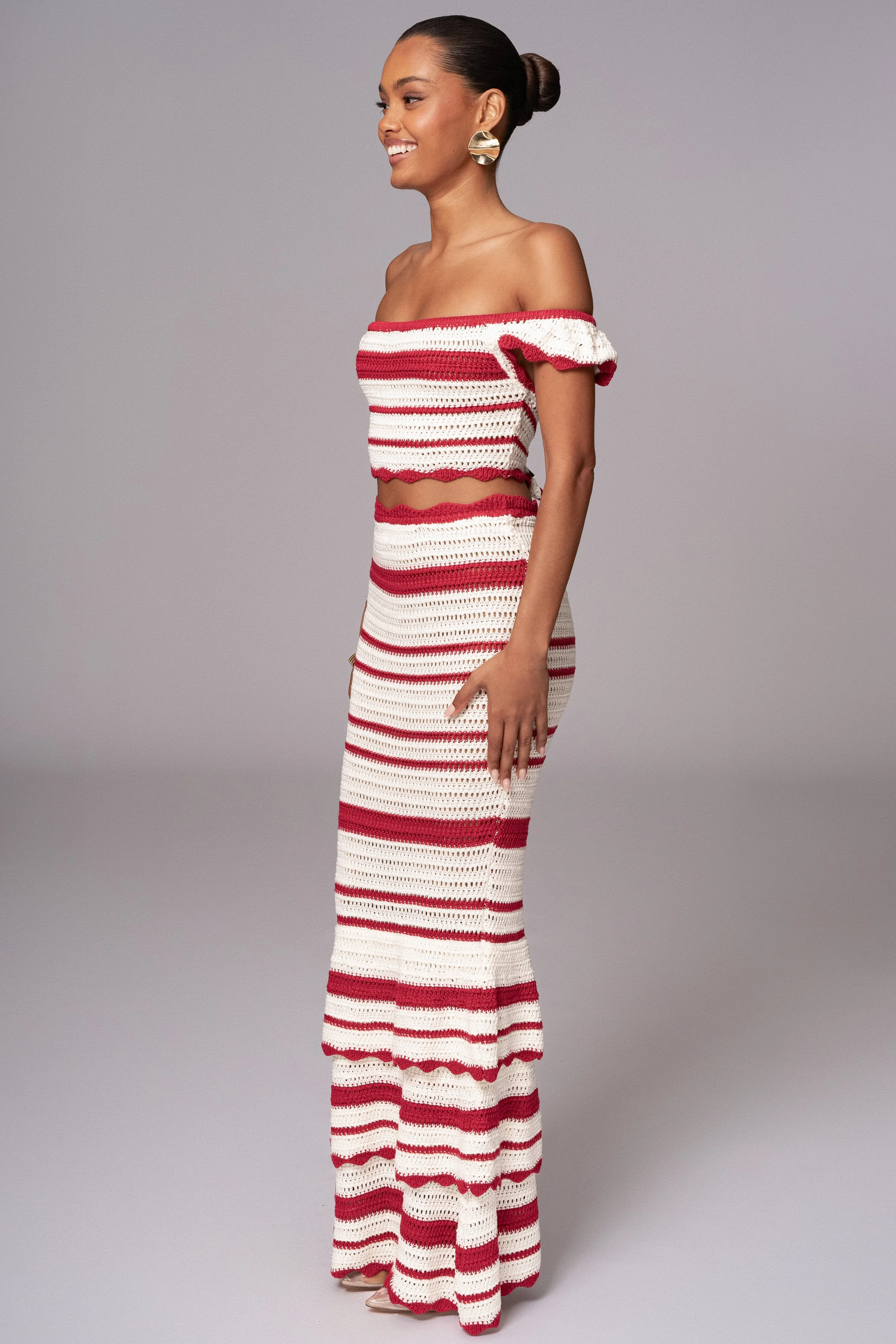 Red Corazon Ruffle Skirt Set