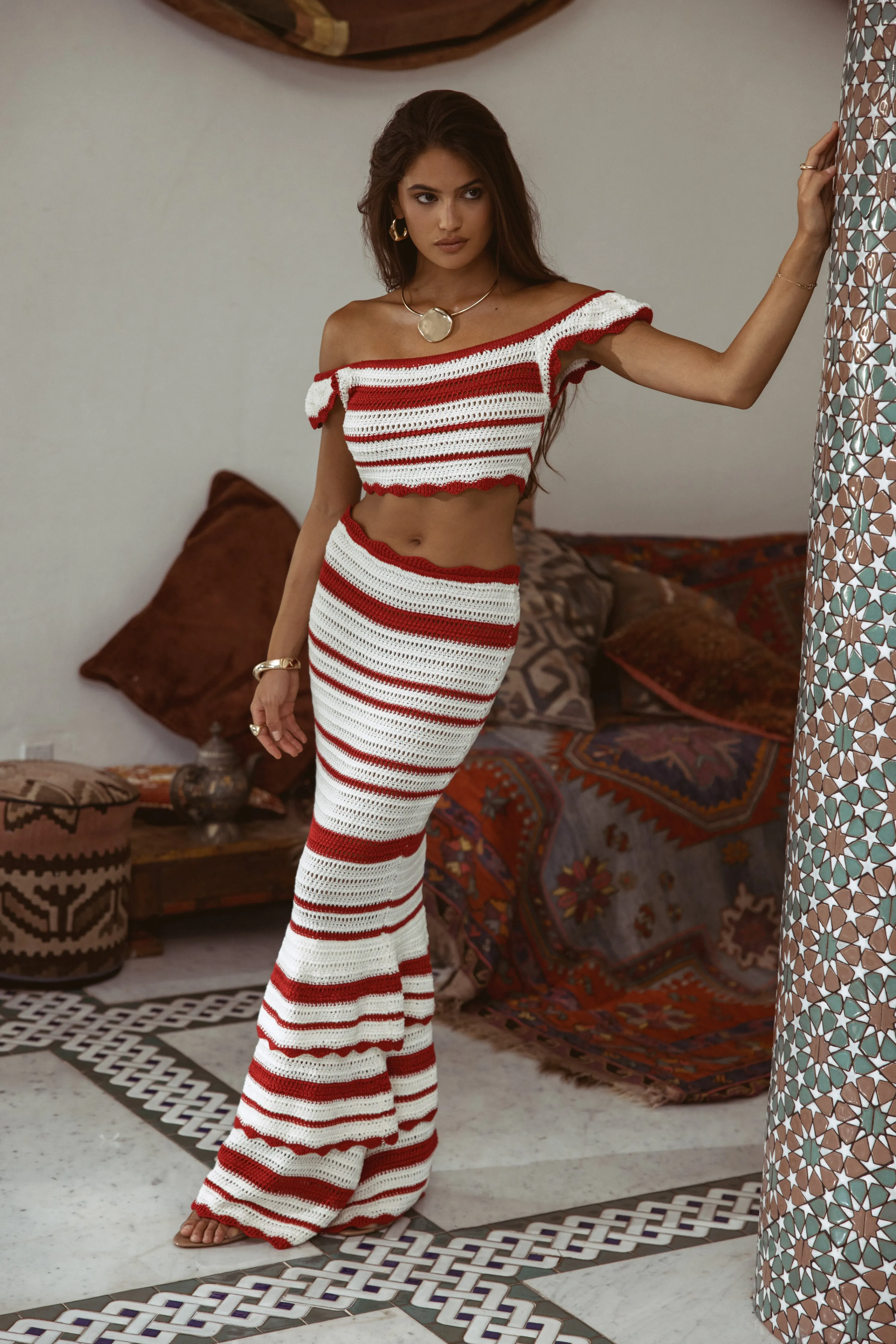 Red Corazon Ruffle Skirt Set