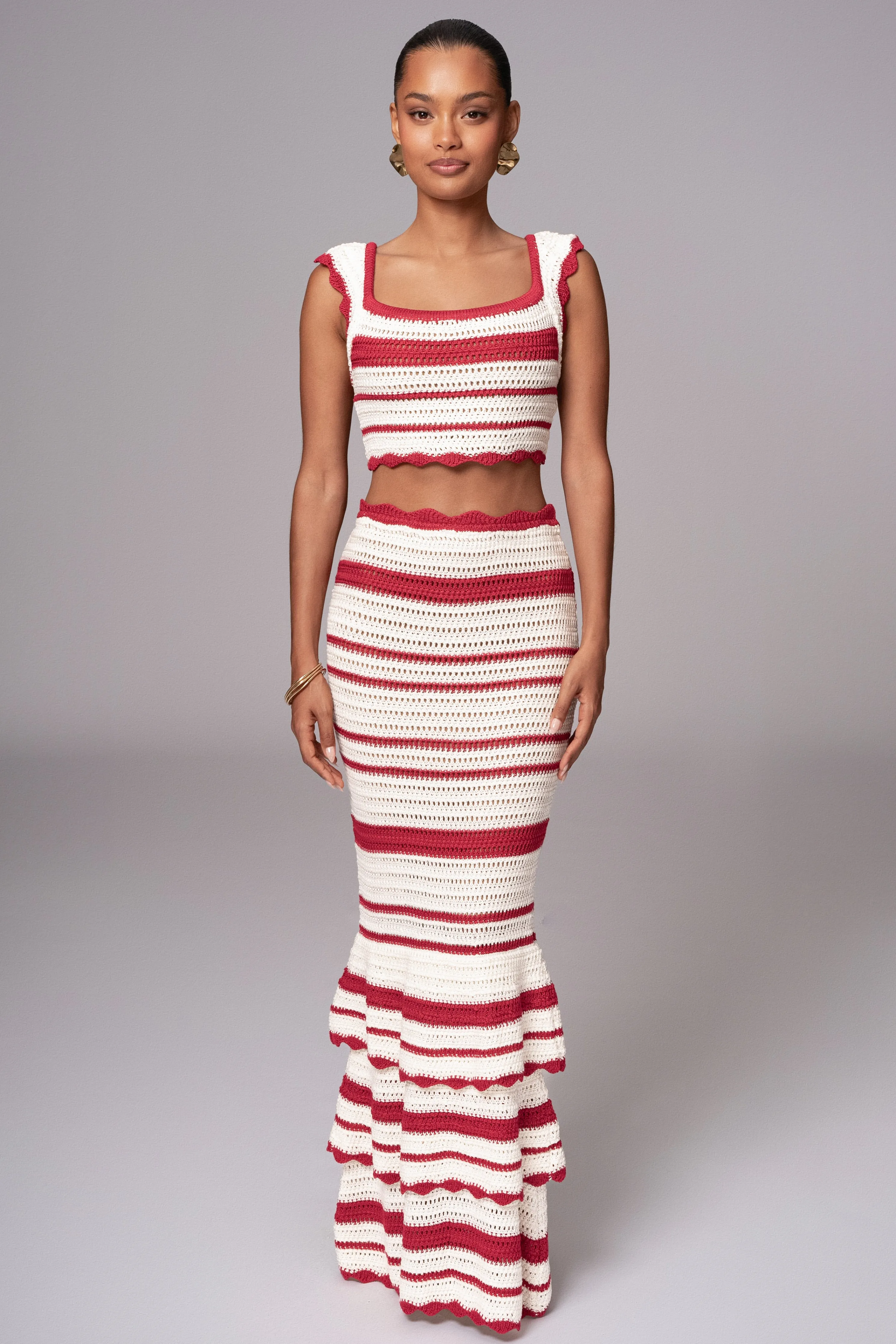 Red Corazon Ruffle Skirt Set