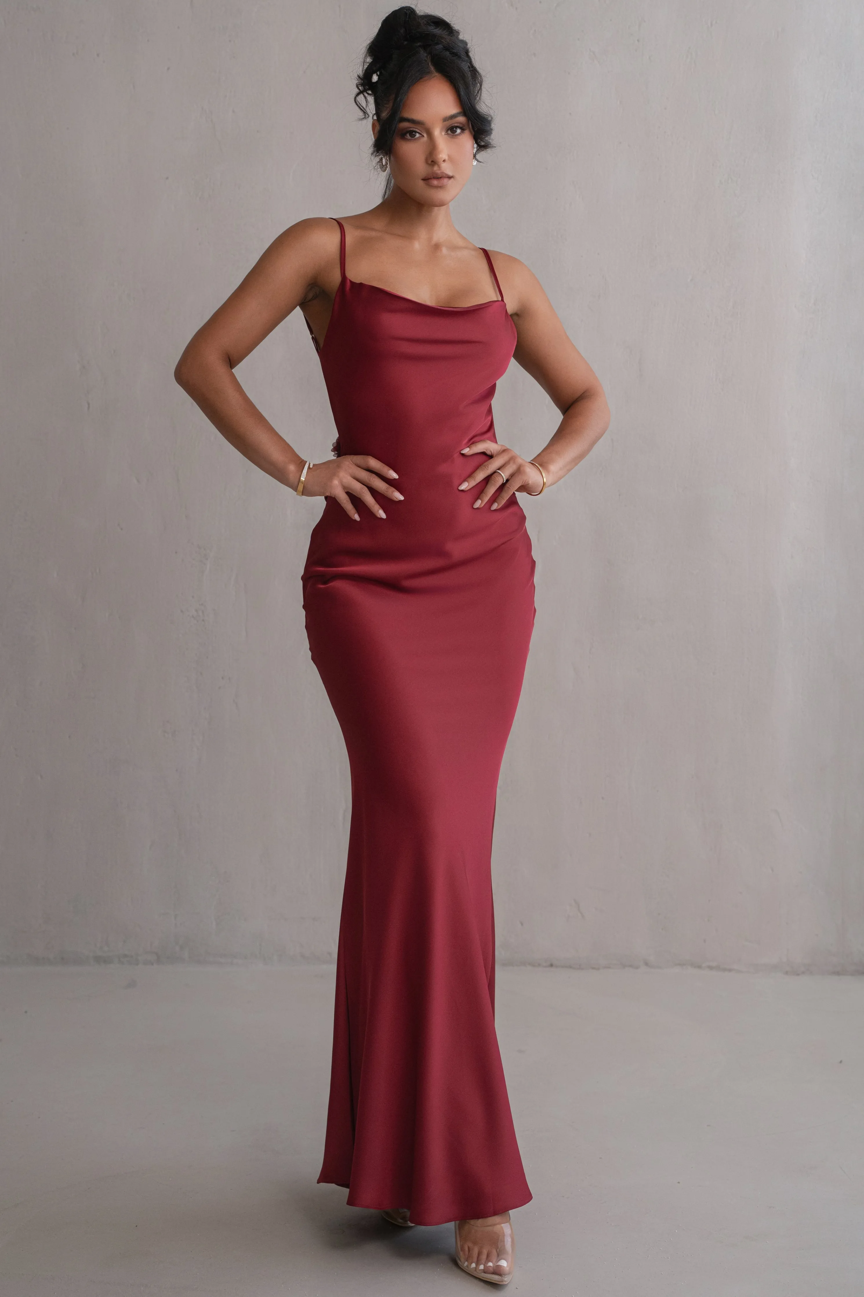 Red Down The Aisle Satin Gown