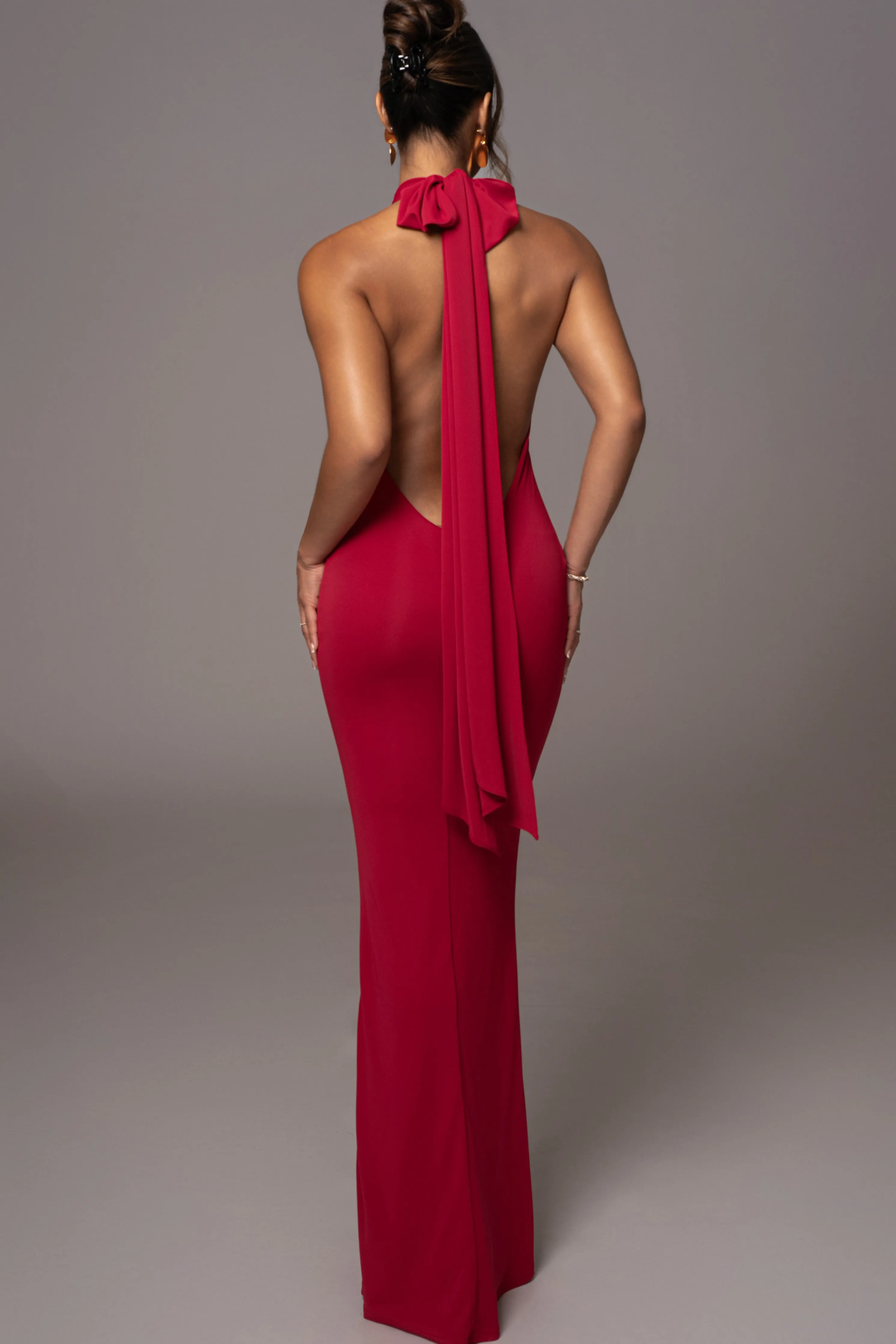 Red Golden Evening Maxi Gown