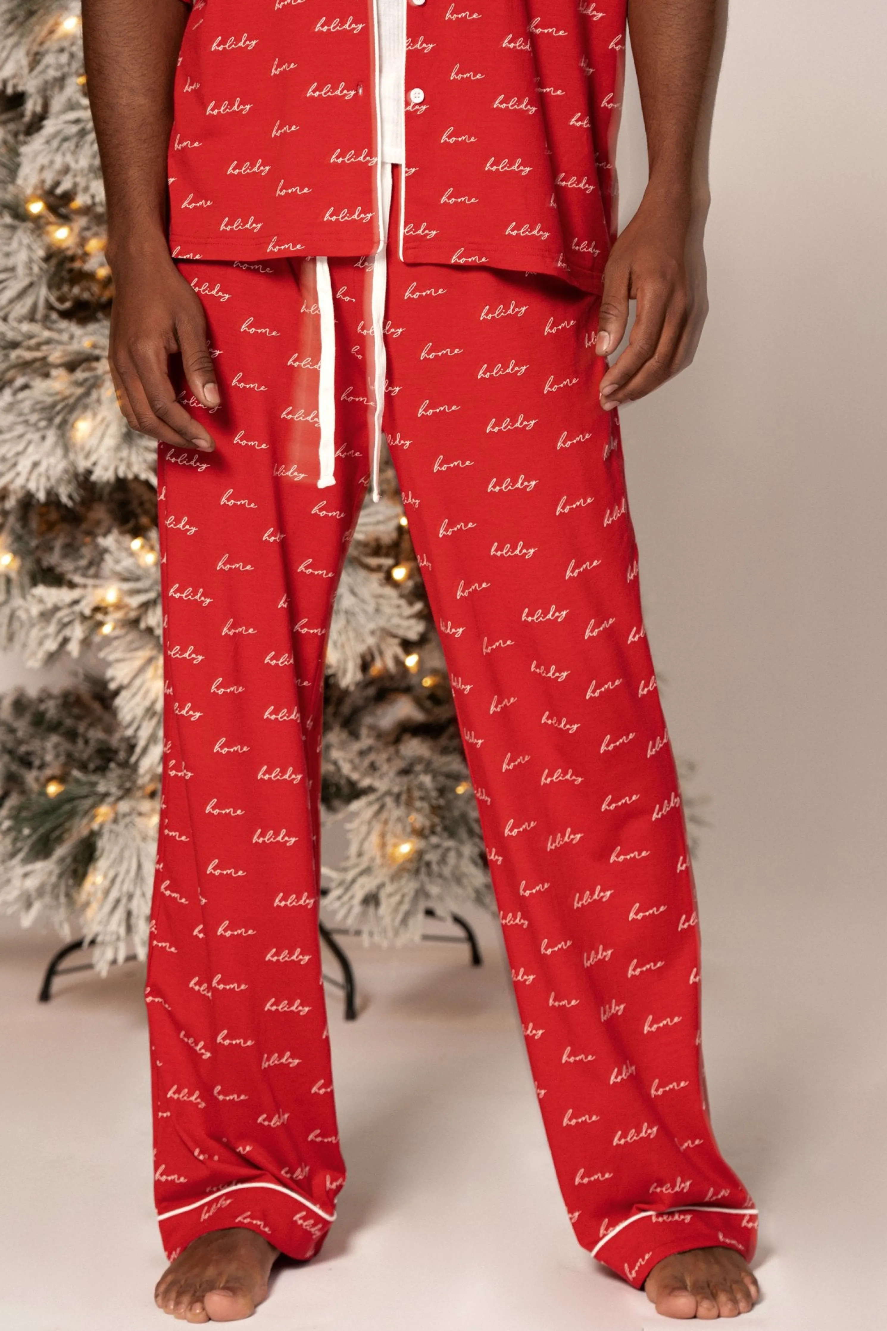 Red Home For The Holidays Adult Pajama Set