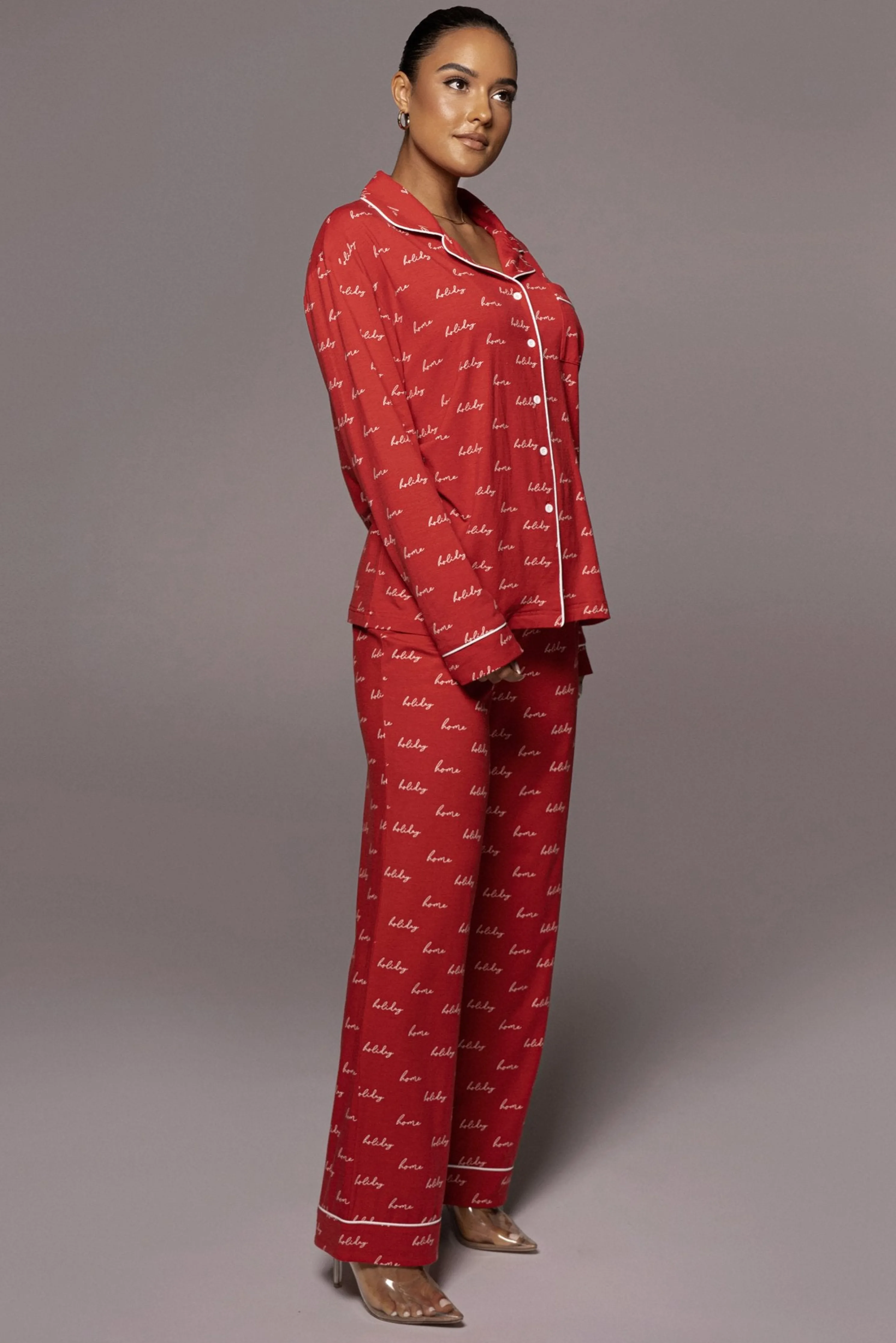 Red Home For The Holidays Adult Pajama Set