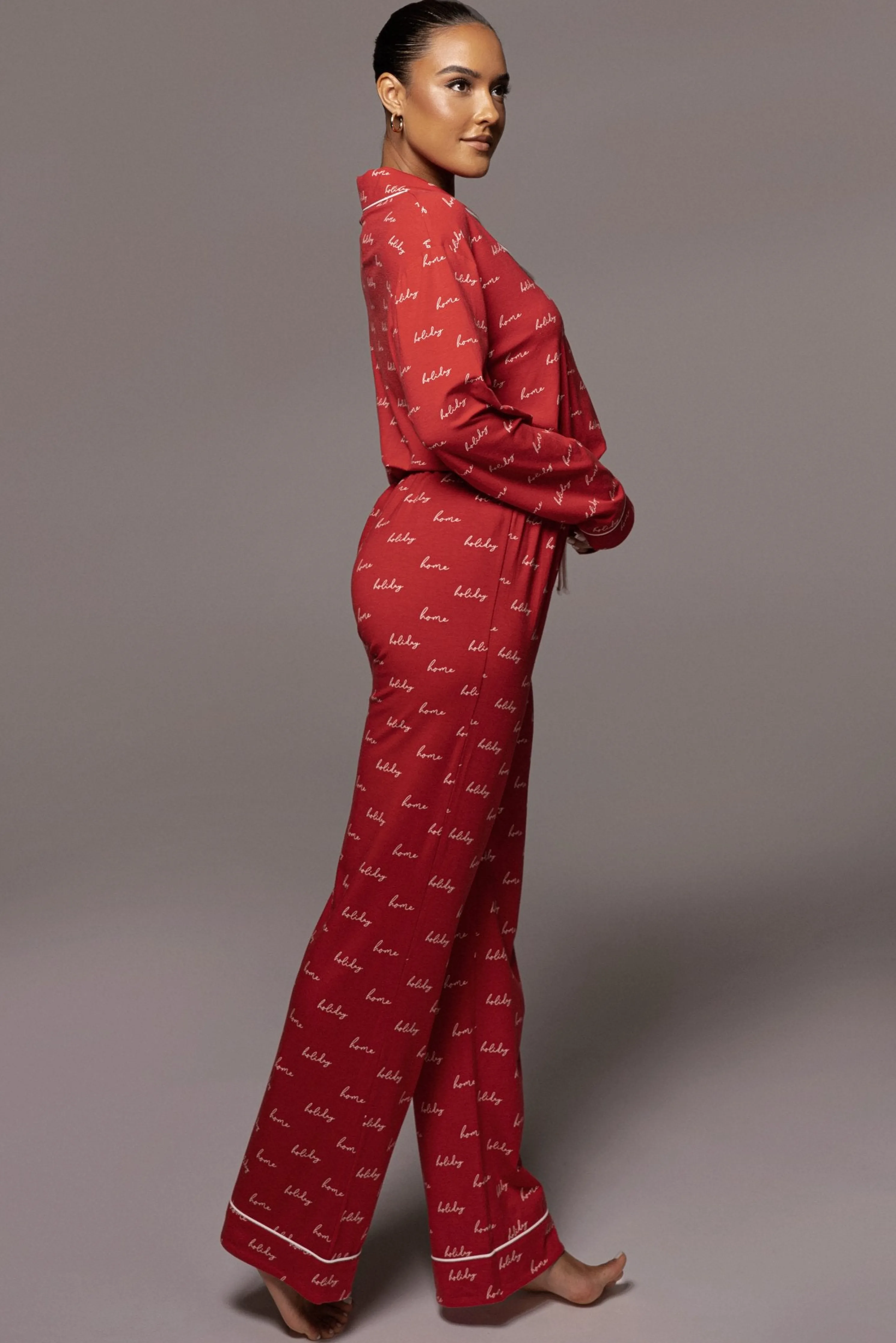 Red Home For The Holidays Adult Pajama Set