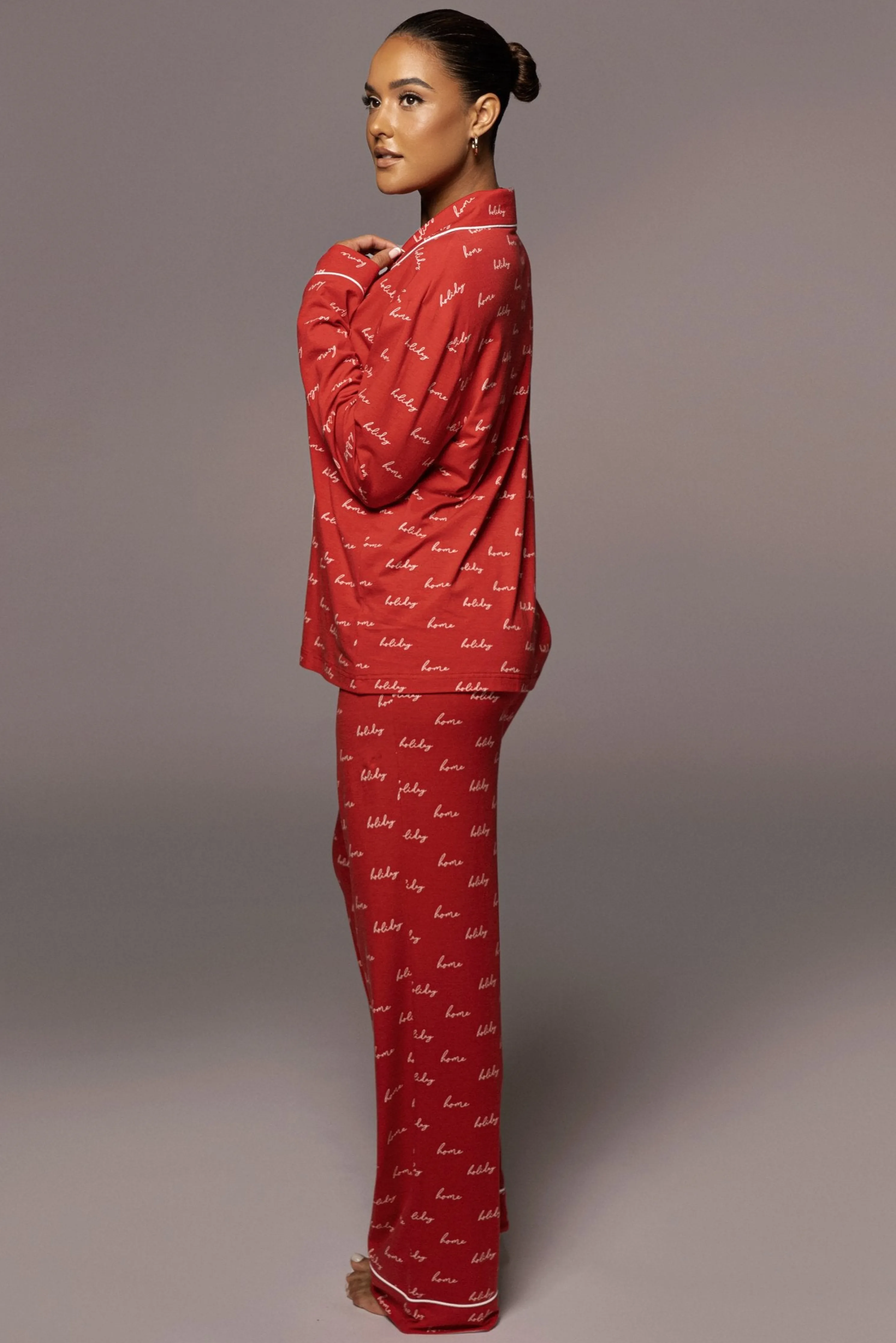 Red Home For The Holidays Adult Pajama Set