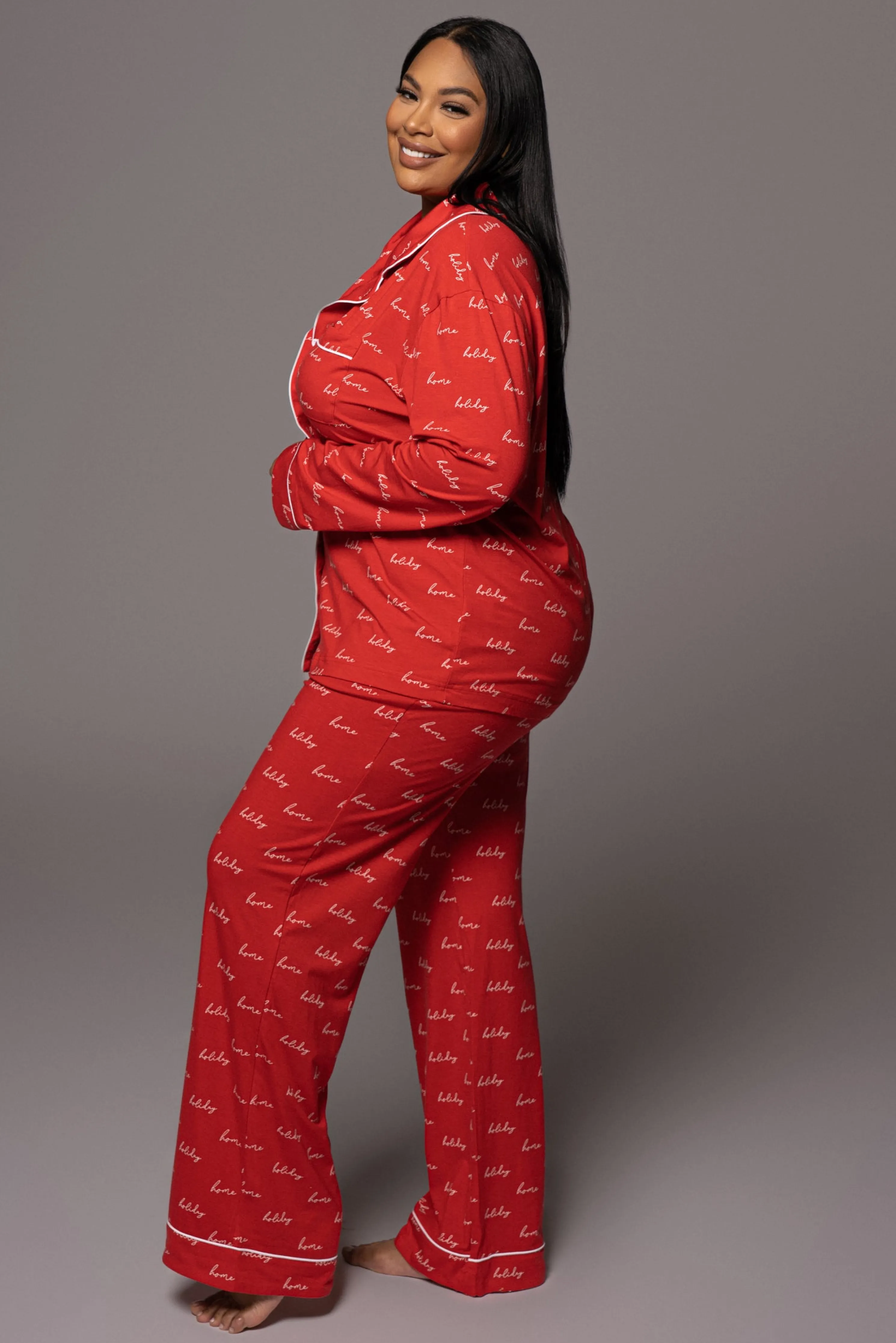 Red Home For The Holidays Adult Pajama Set