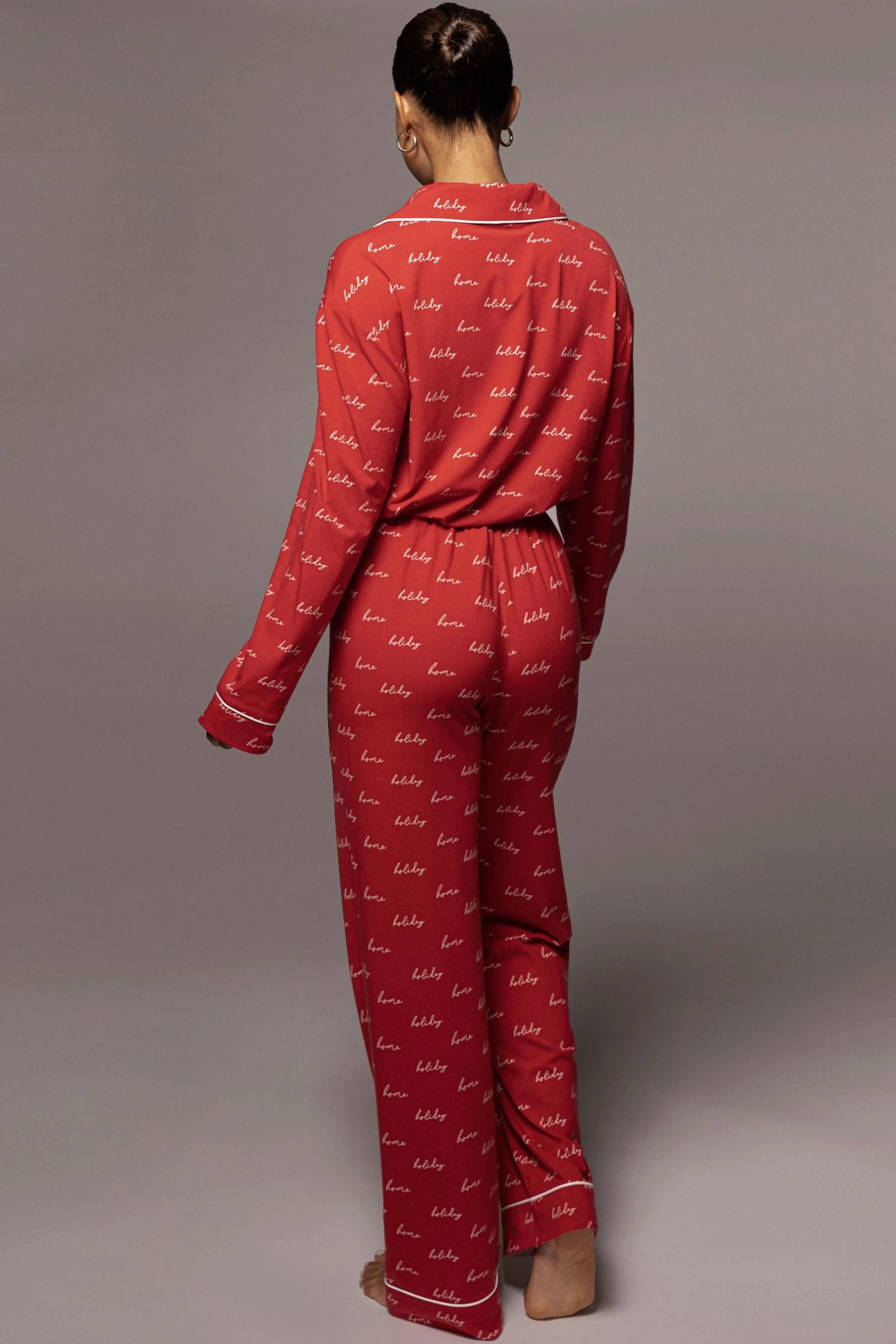 Red Home For The Holidays Adult Pajama Set