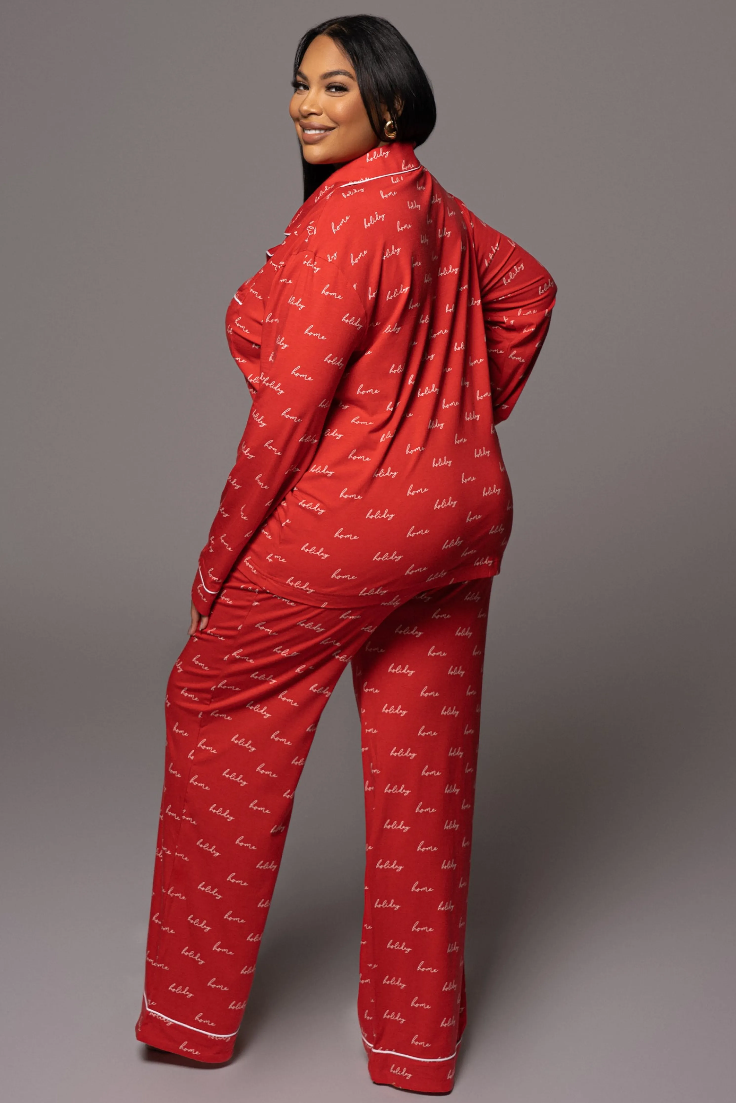 Red Home For The Holidays Adult Pajama Set