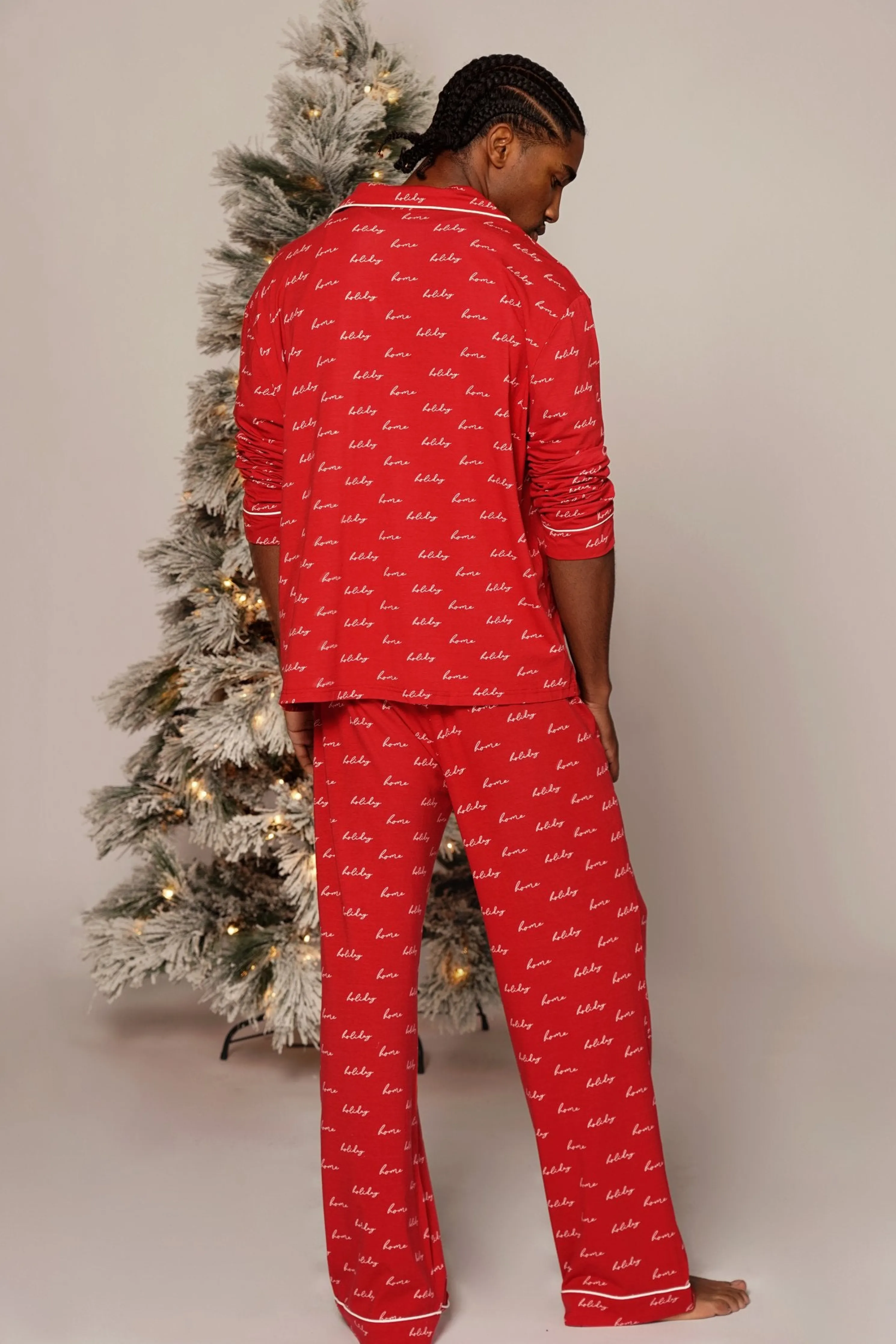 Red Home For The Holidays Adult Pajama Set