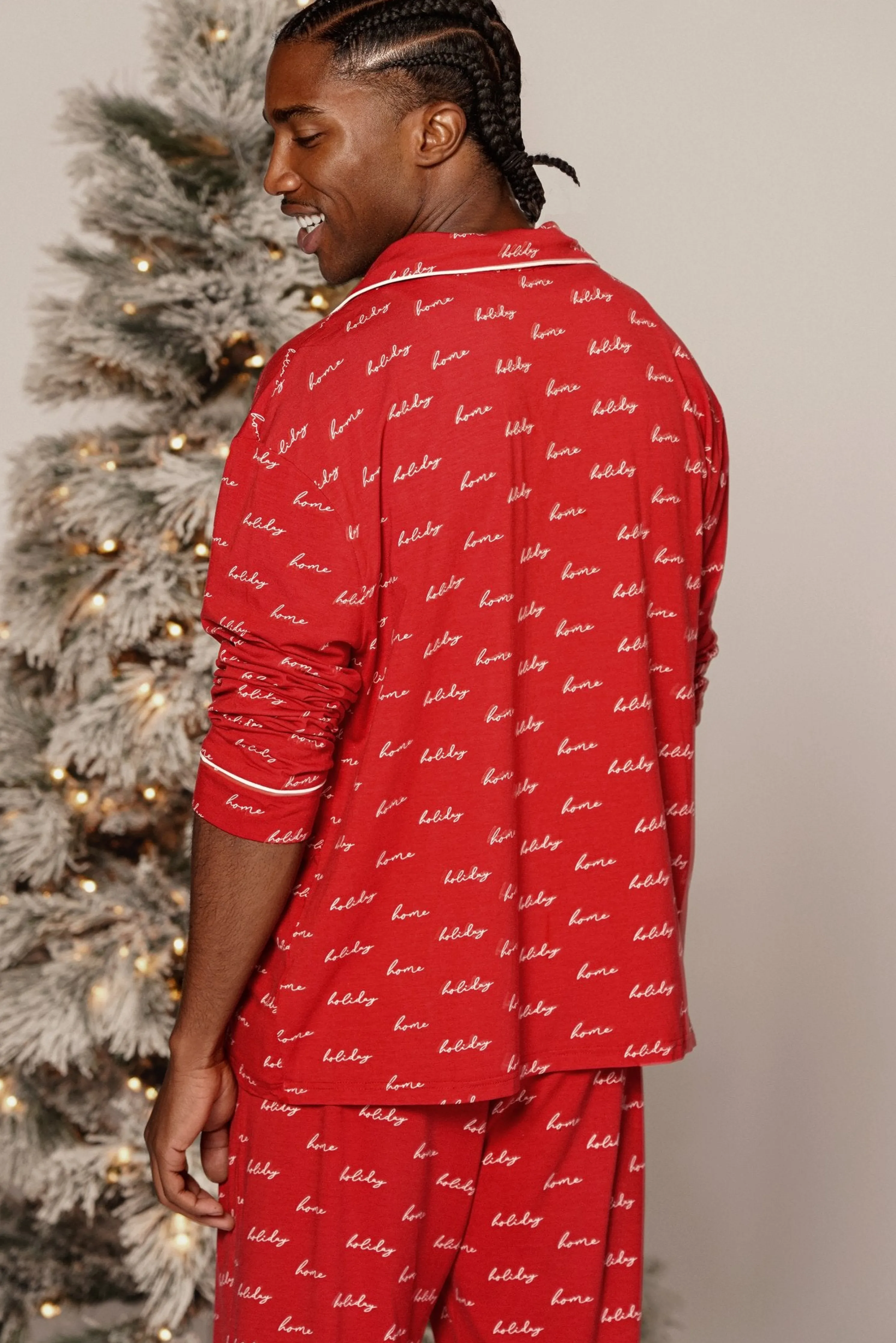 Red Home For The Holidays Adult Pajama Set