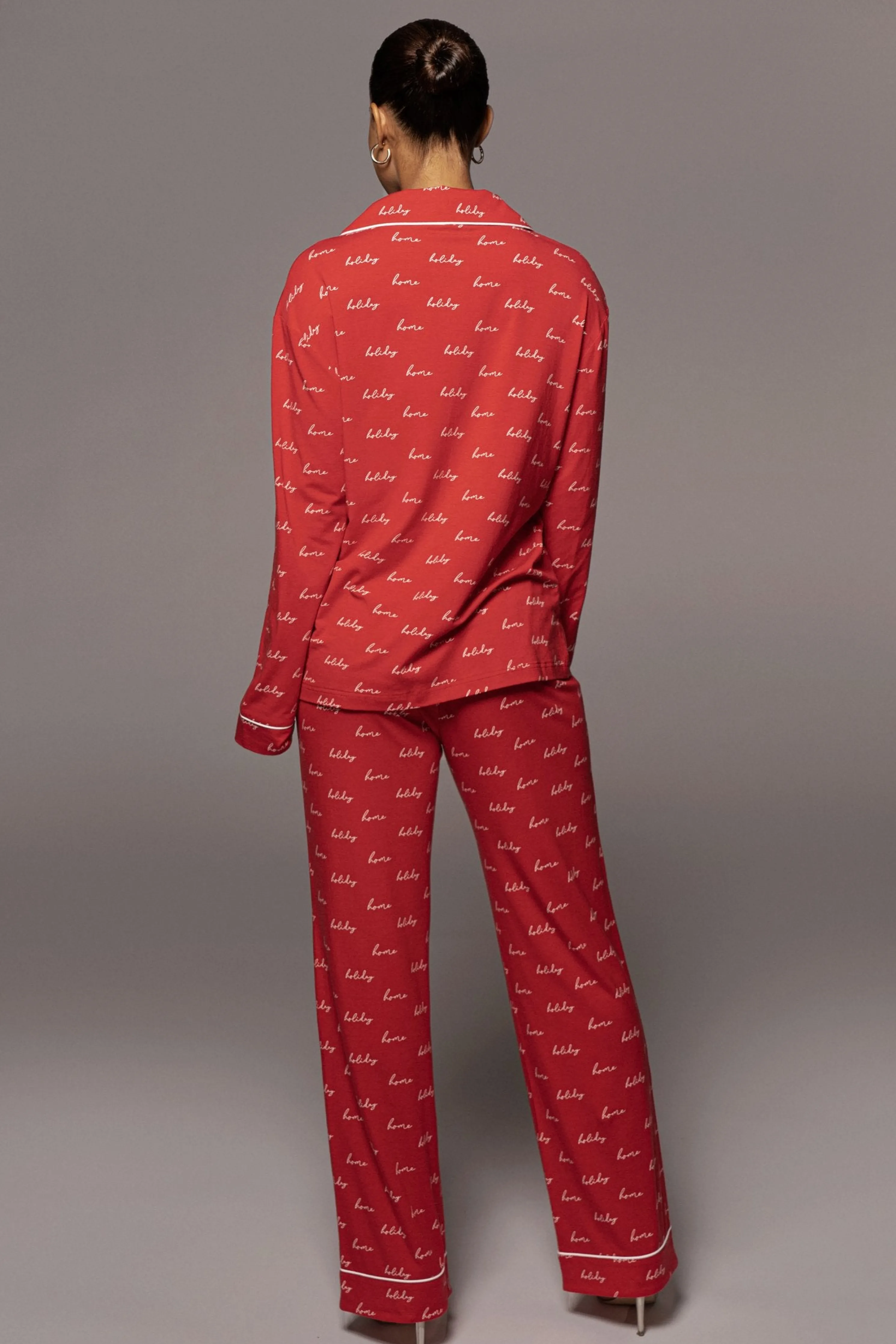 Red Home For The Holidays Adult Pajama Set