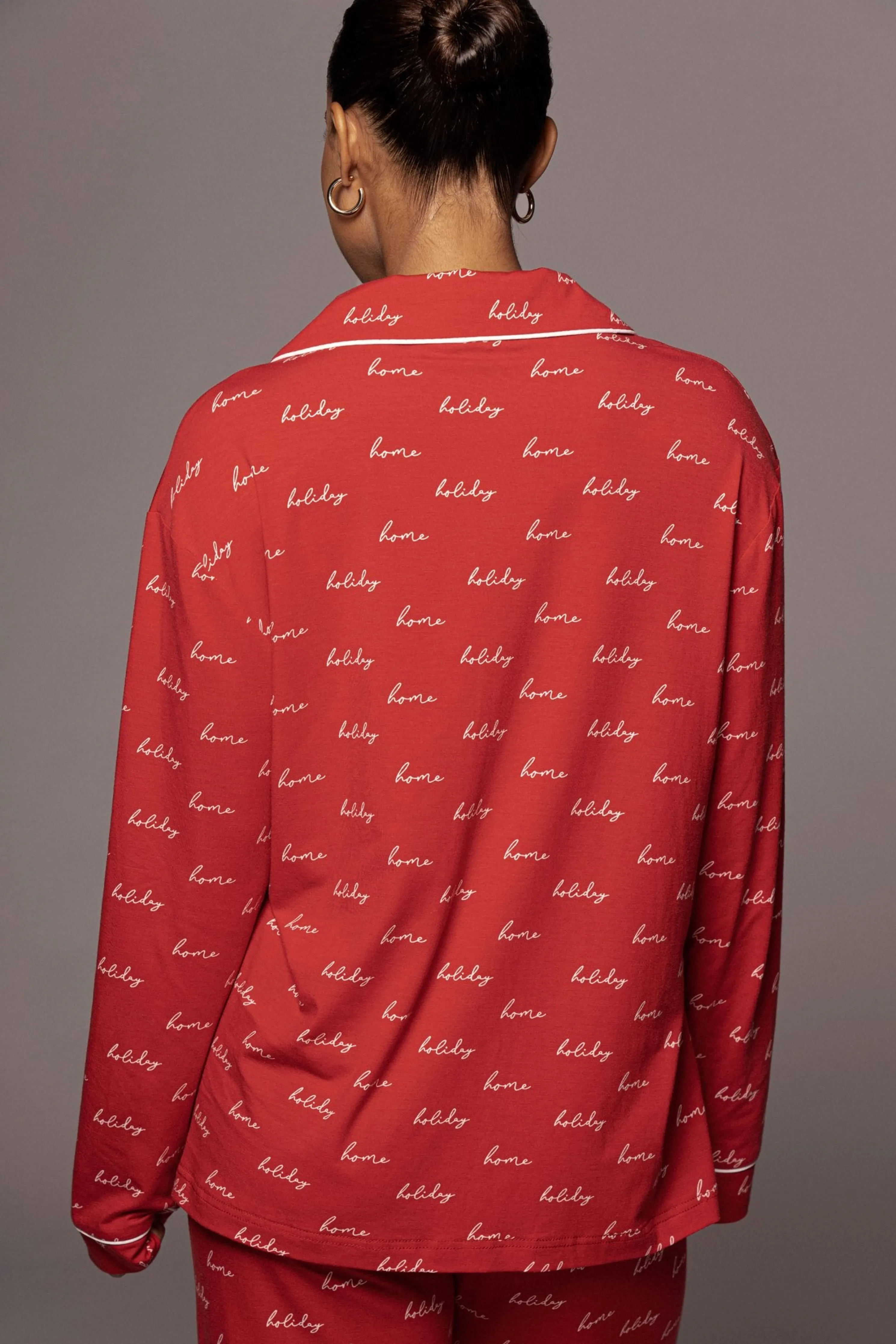 Red Home For The Holidays Adult Pajama Set