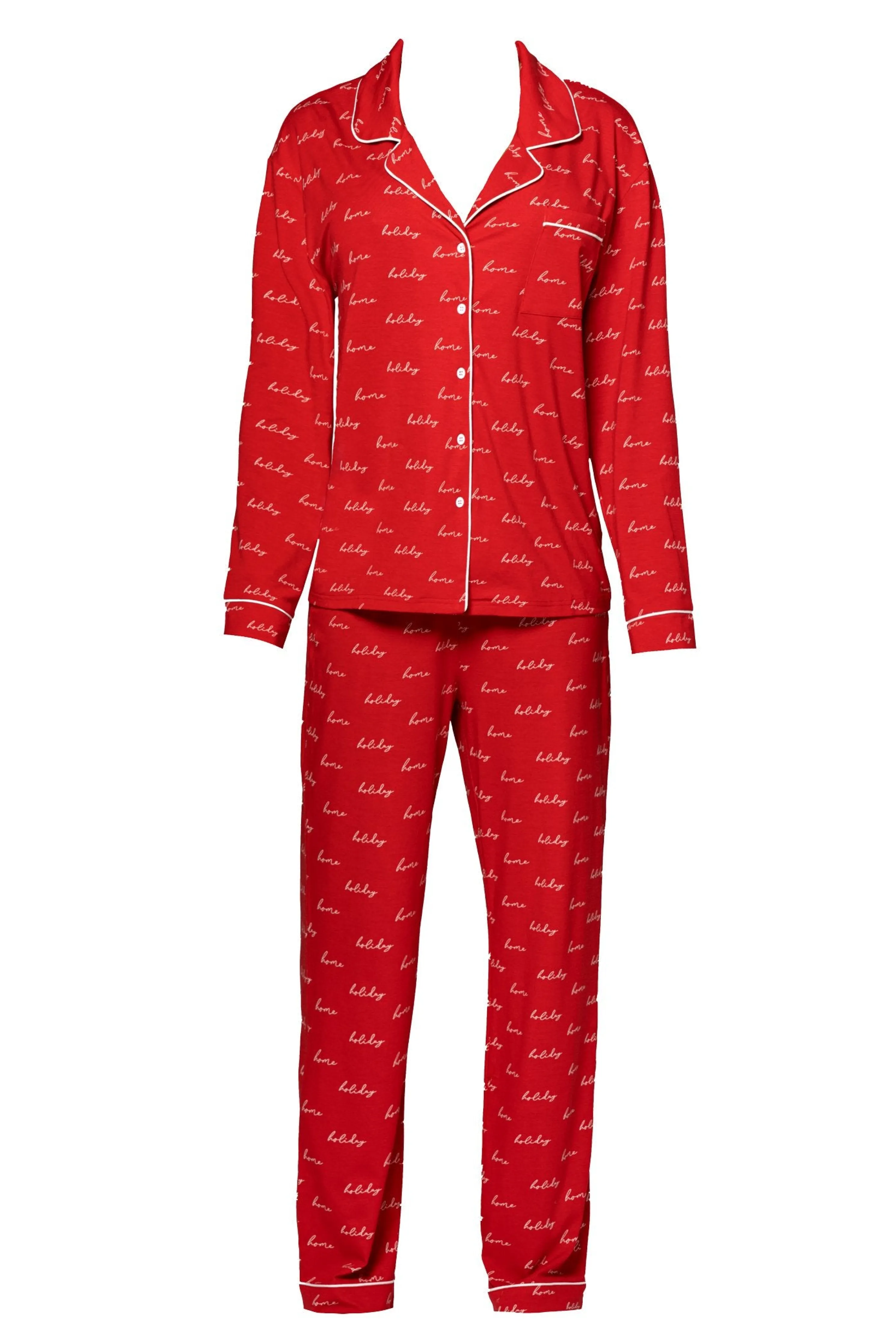 Red Home For The Holidays Adult Pajama Set