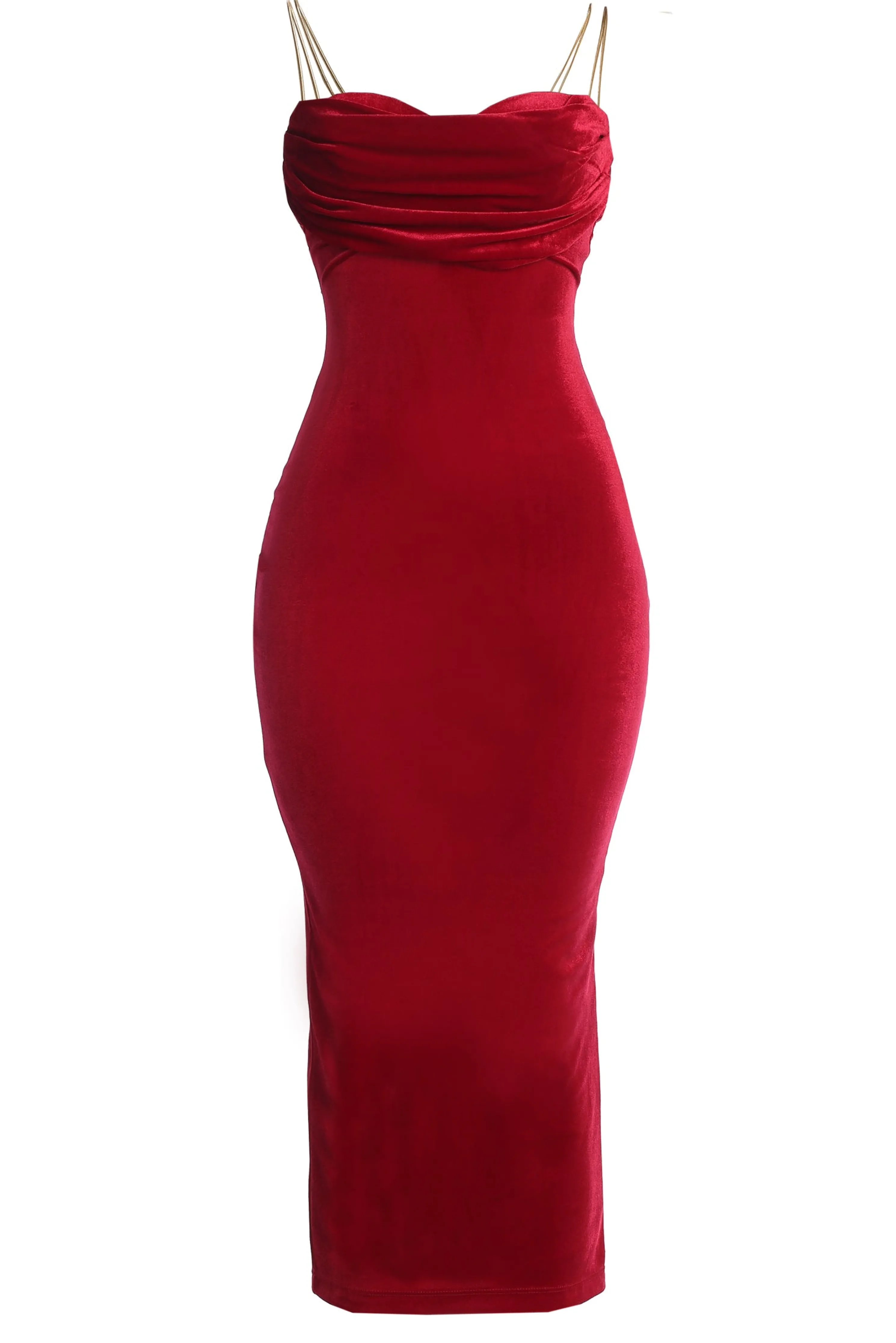 Red JOSANNA VELVET MIDI DRESS