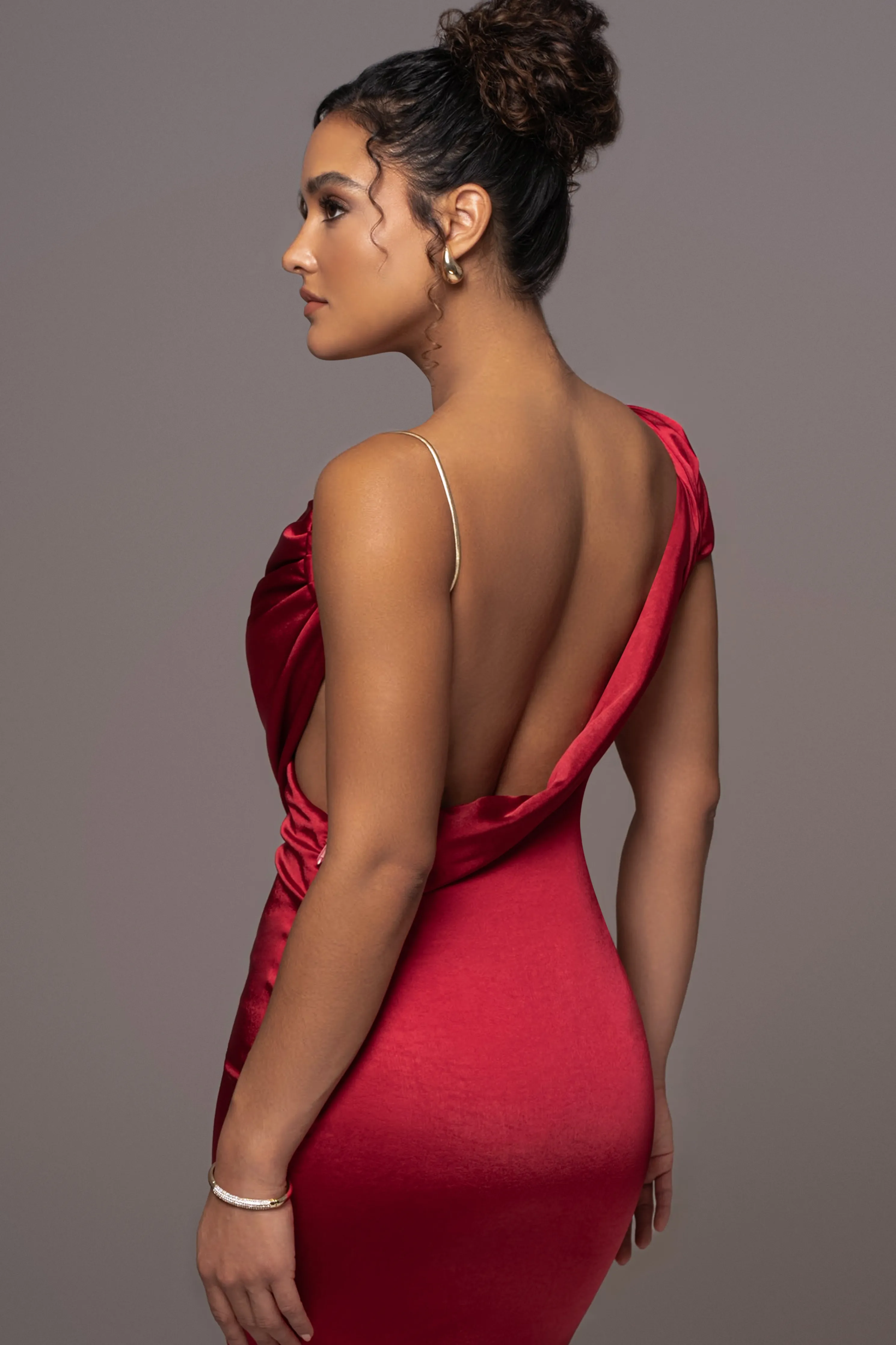 Red Satin Belle Maxi Dress