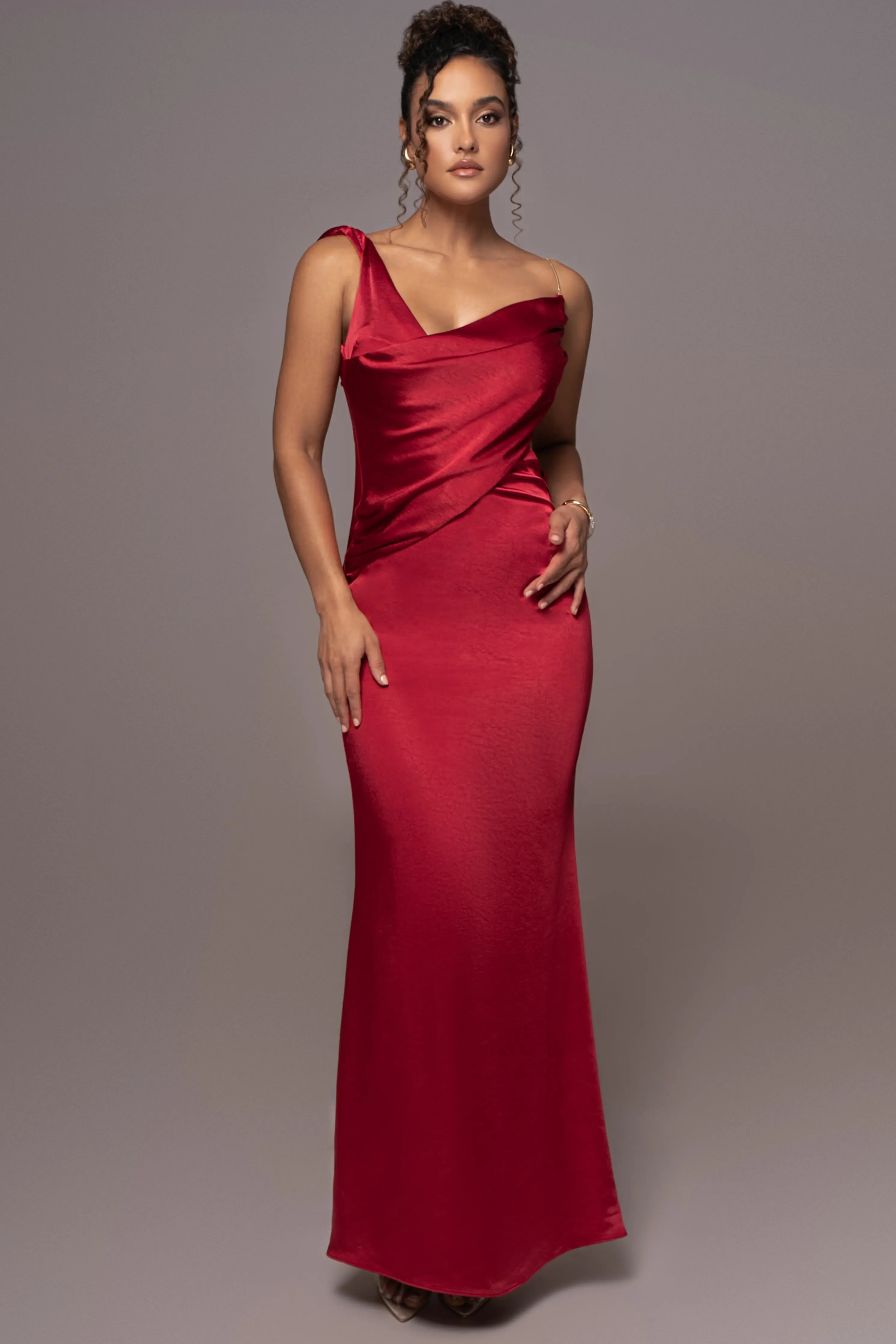 Red Satin Belle Maxi Dress