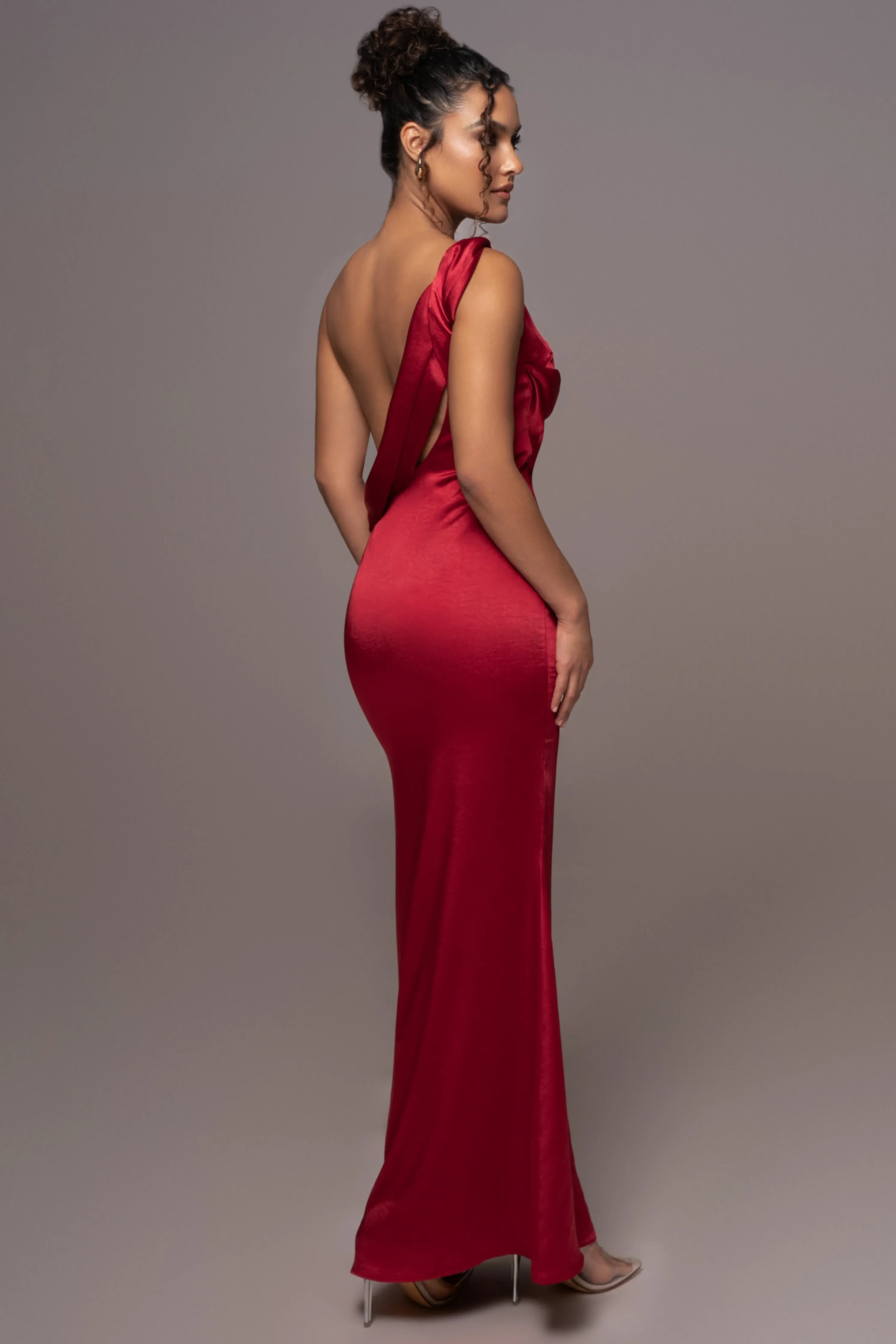 Red Satin Belle Maxi Dress