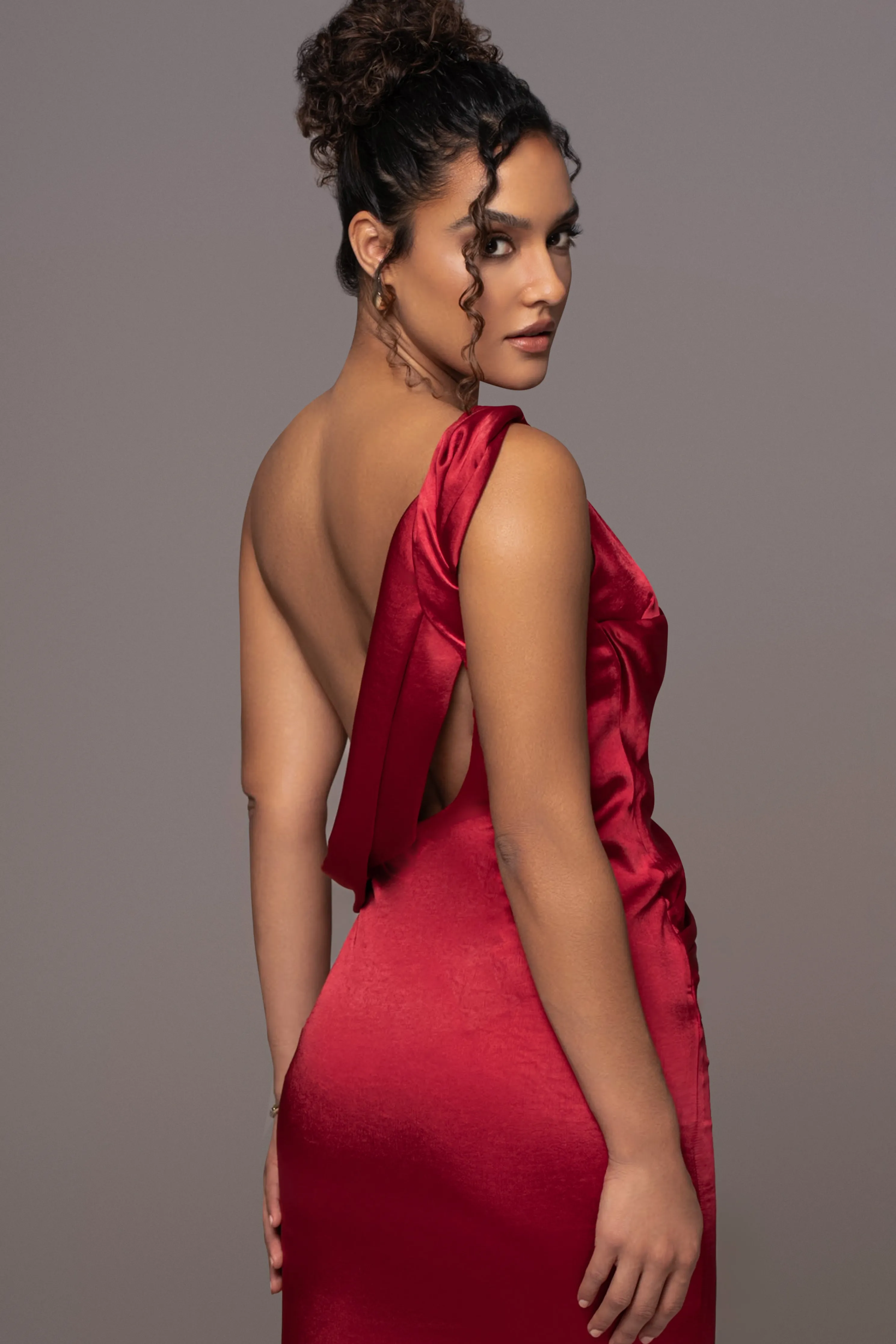 Red Satin Belle Maxi Dress