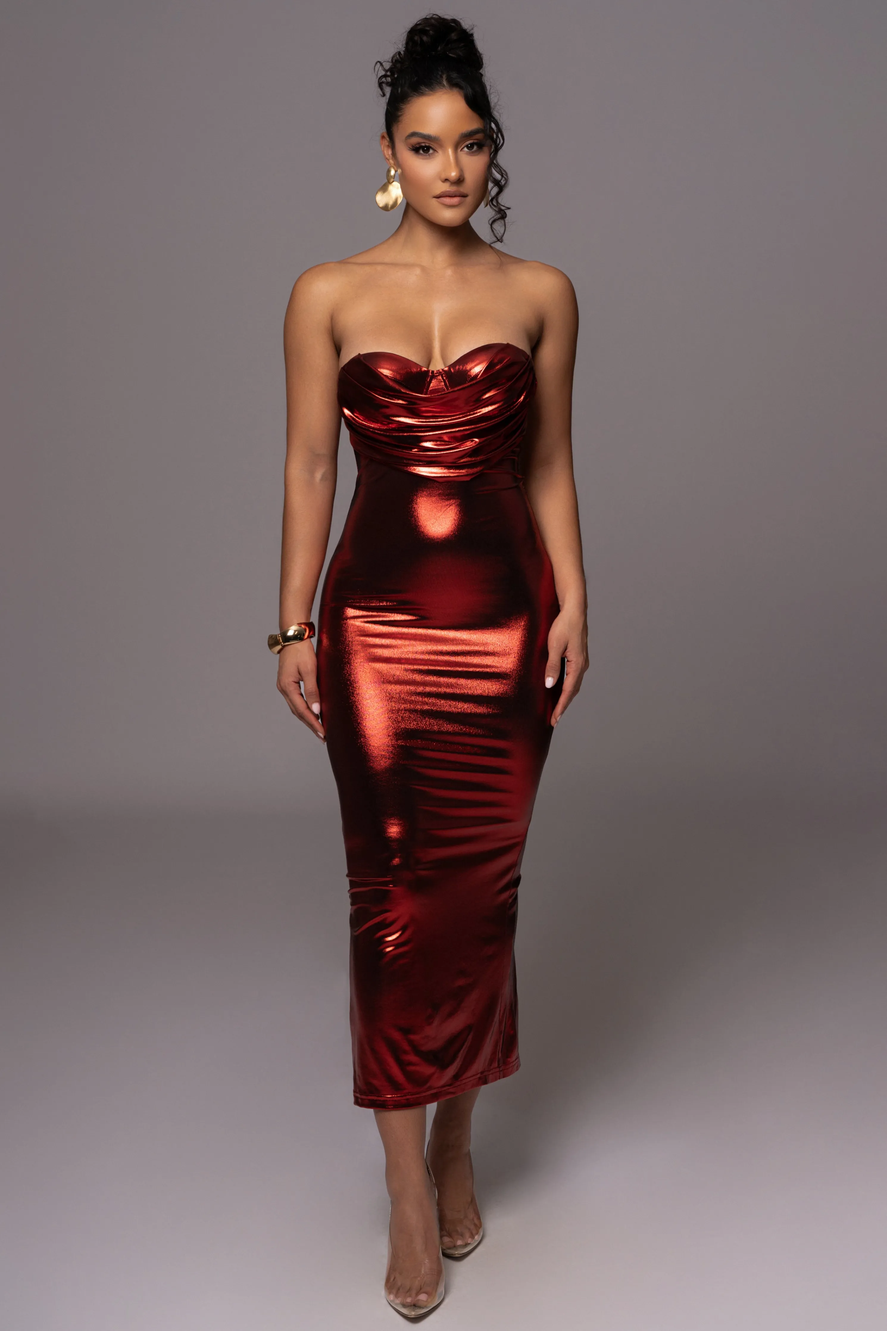 Red Visions Of You Midi Dress