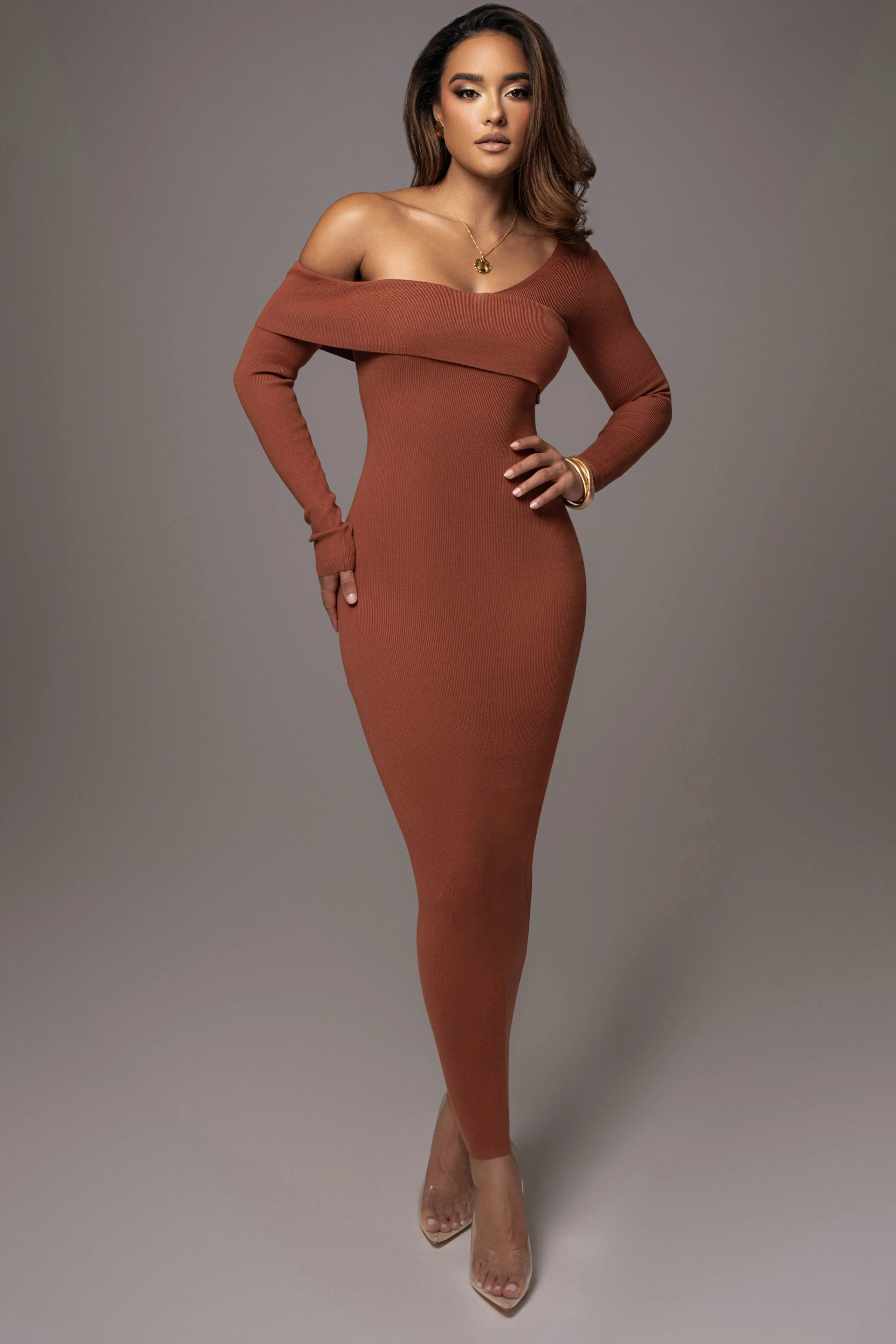 Rust Harper Knit Maxi Dress