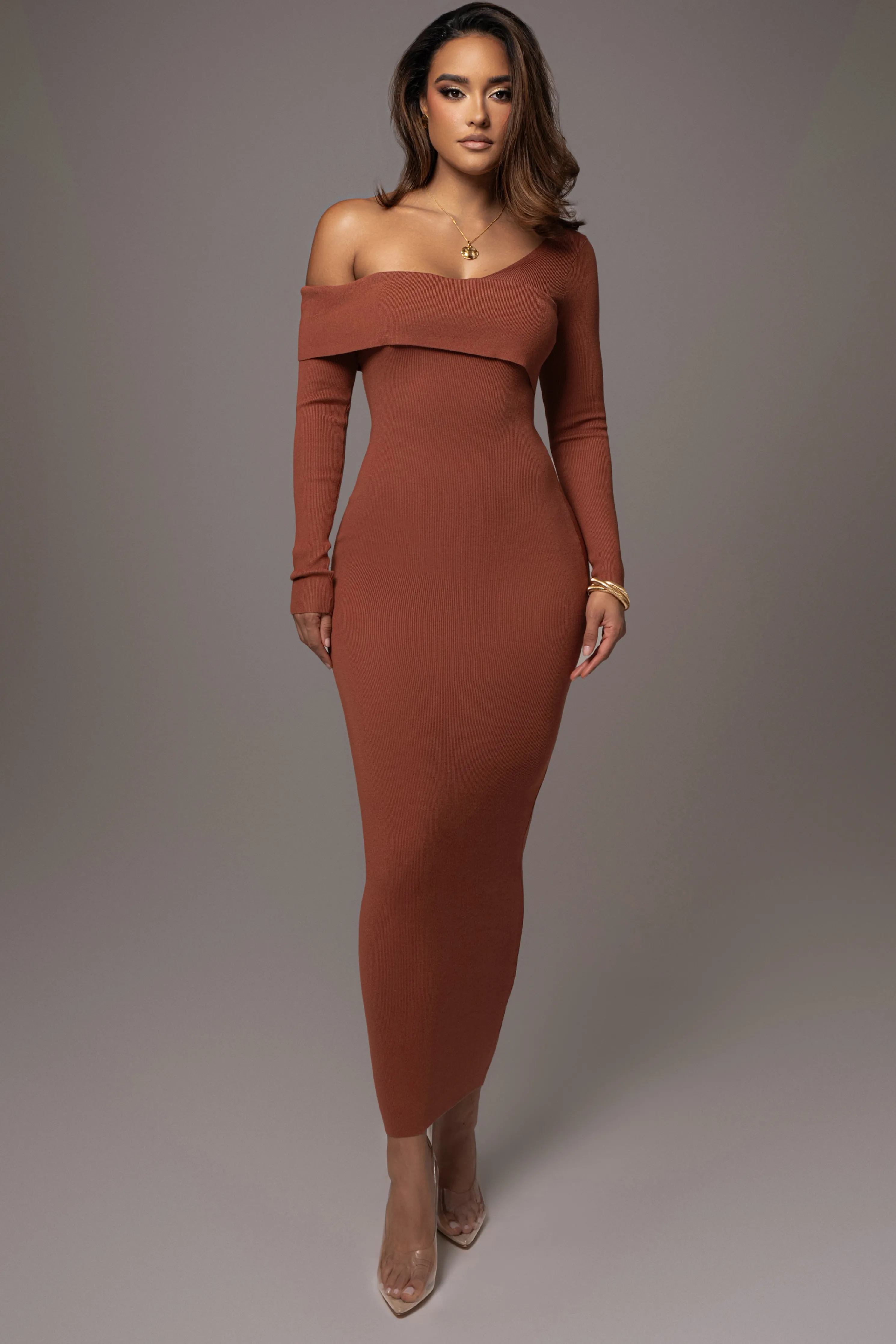 Rust Harper Knit Maxi Dress