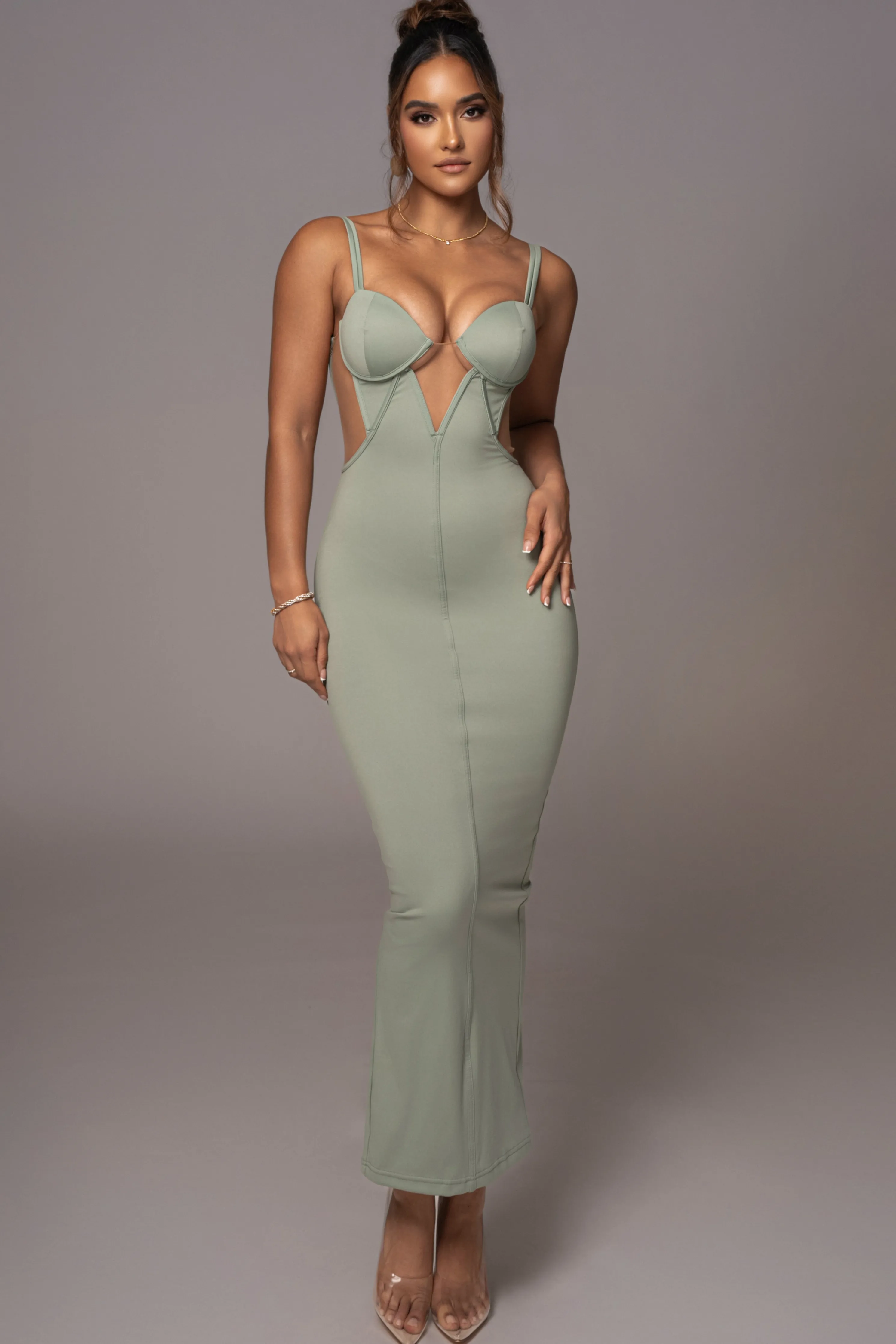 Sage Enchantment Bustier Maxi Dress