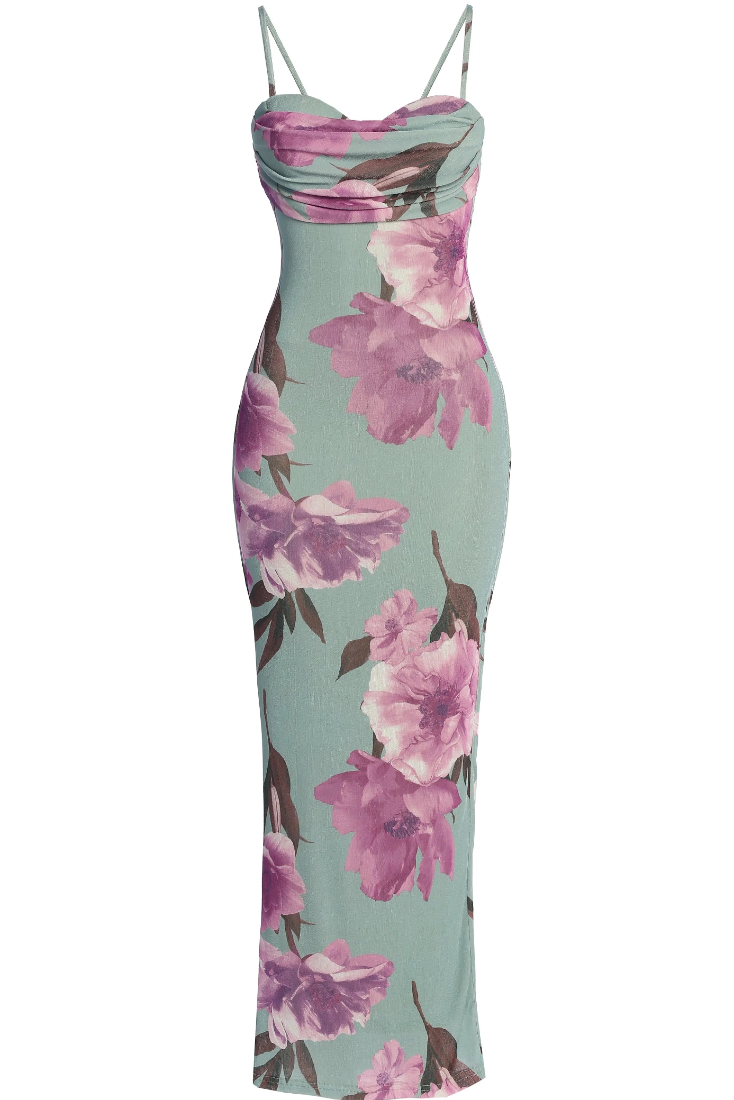 Sage Floral Slinky Visions Of You Maxi Dress