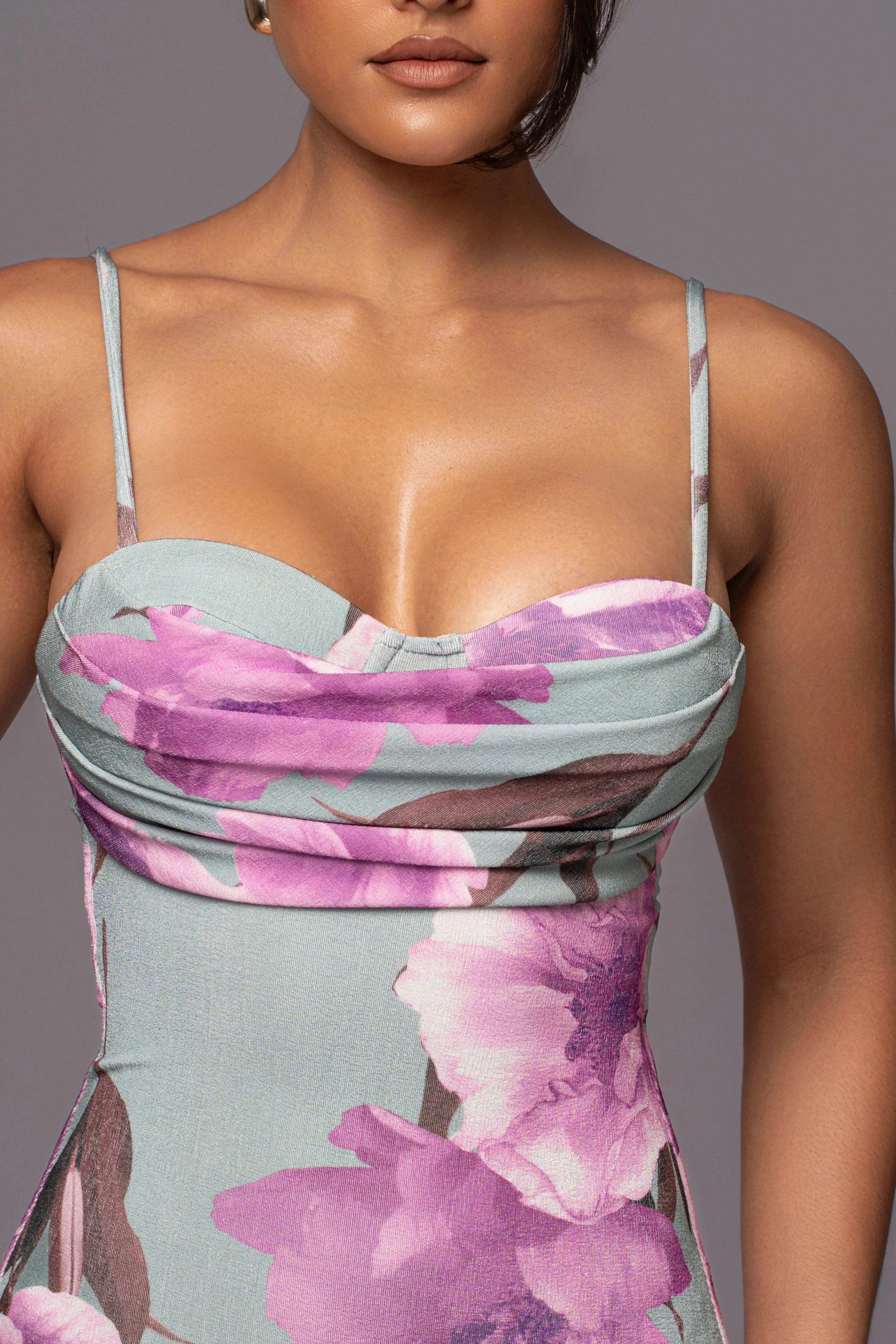 Sage Floral Slinky Visions Of You Maxi Dress