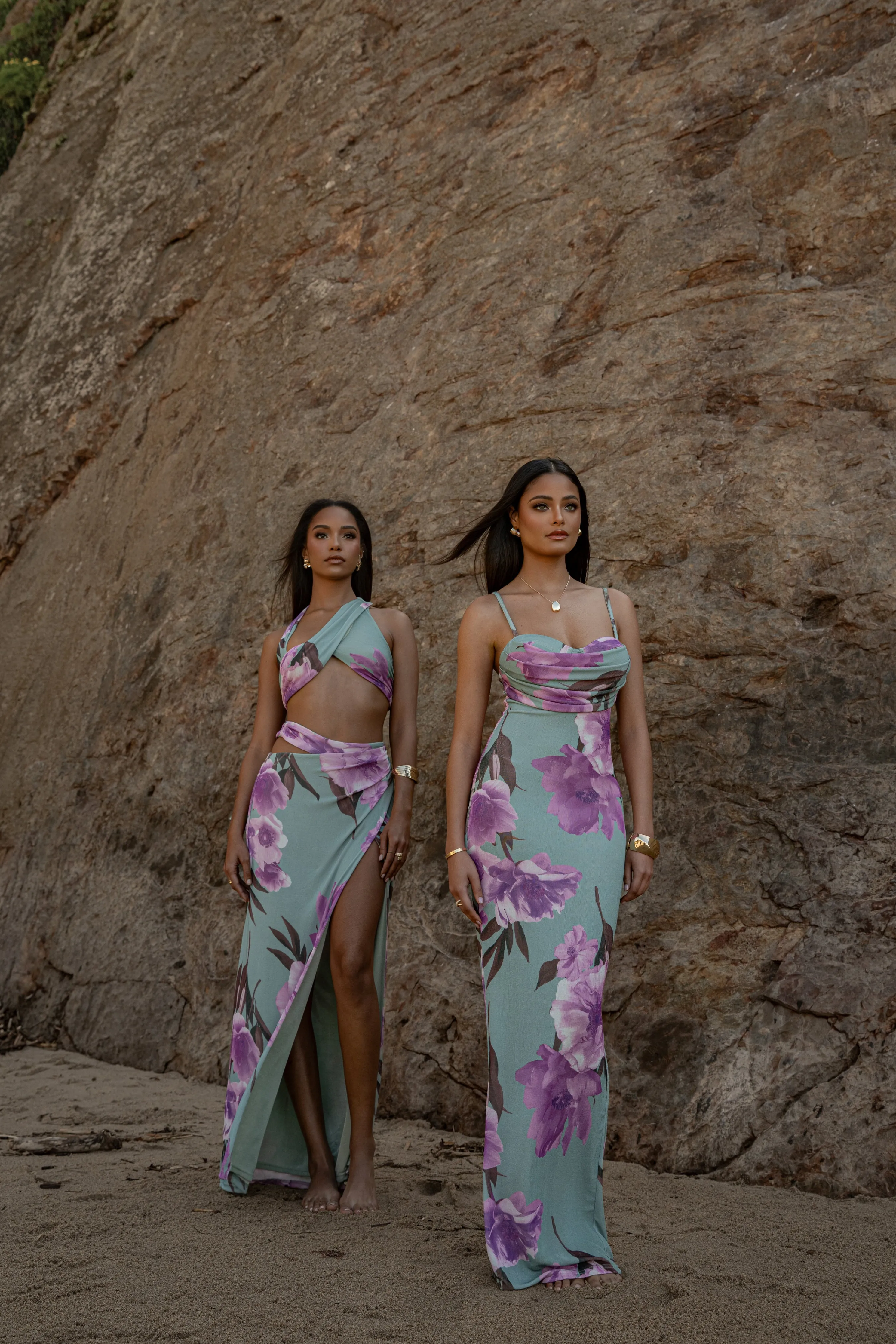 Sage Floral Slinky Visions Of You Maxi Dress