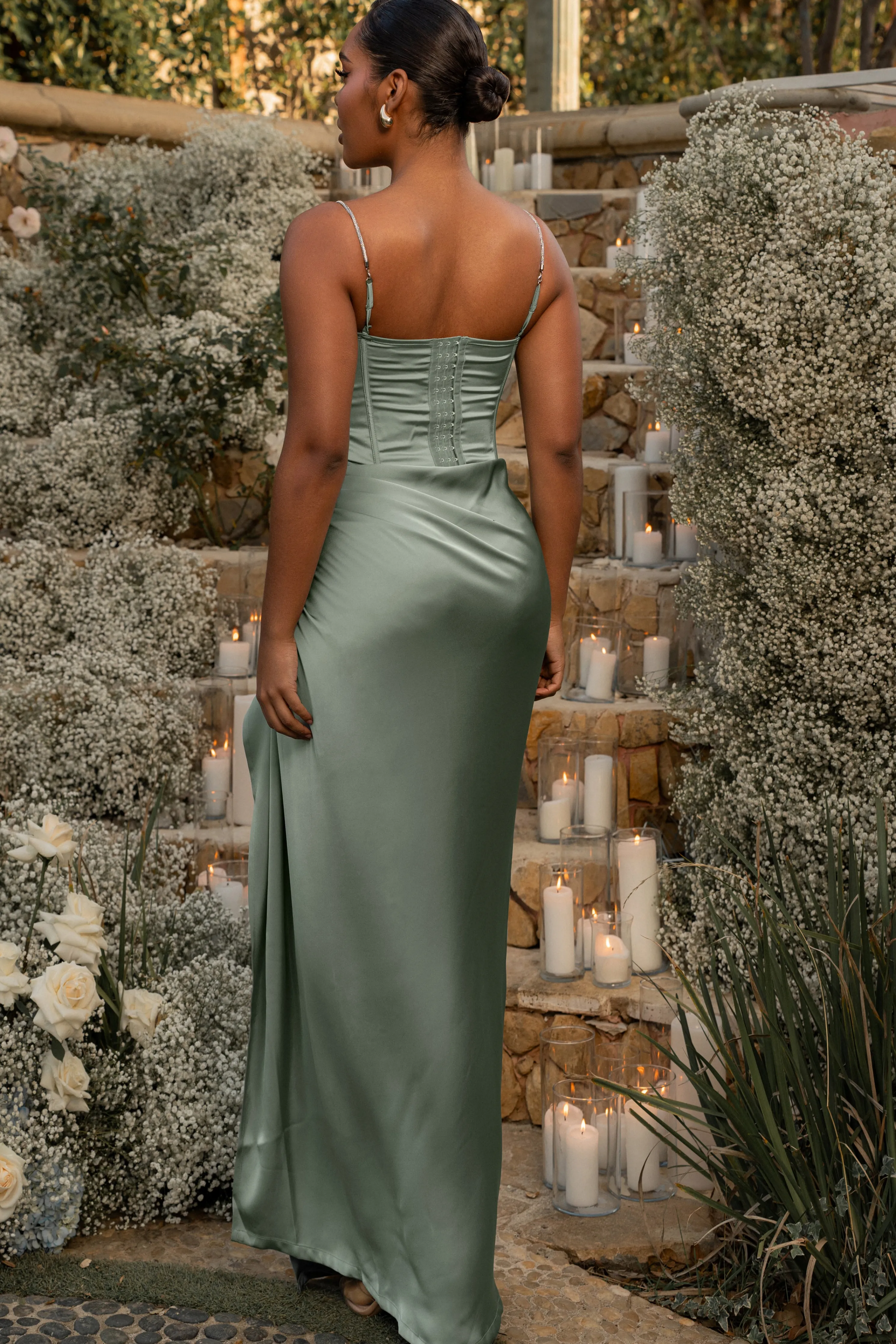 Sage Olea Satin Skirt