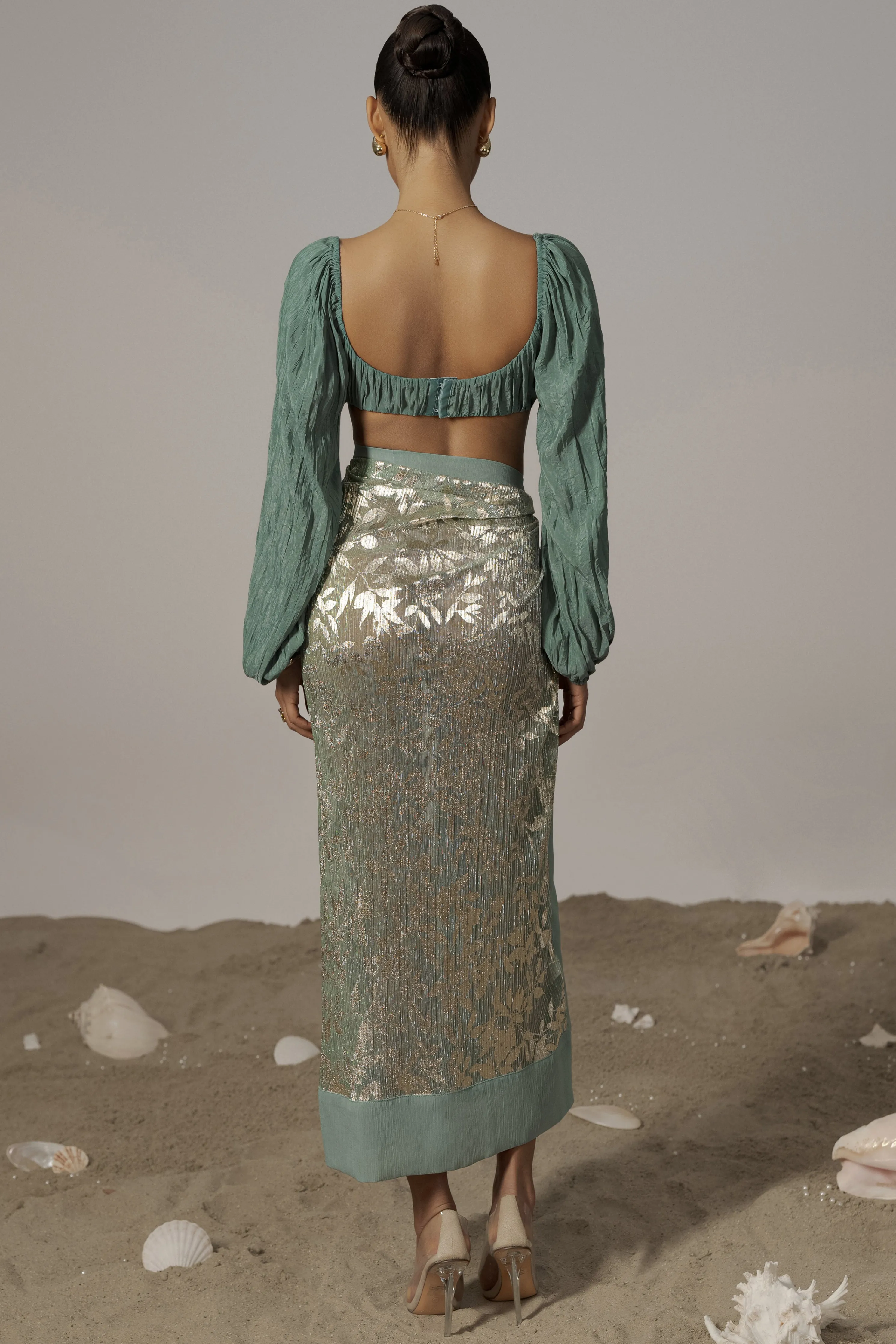 Sage Positano Printed Sarong Skirt