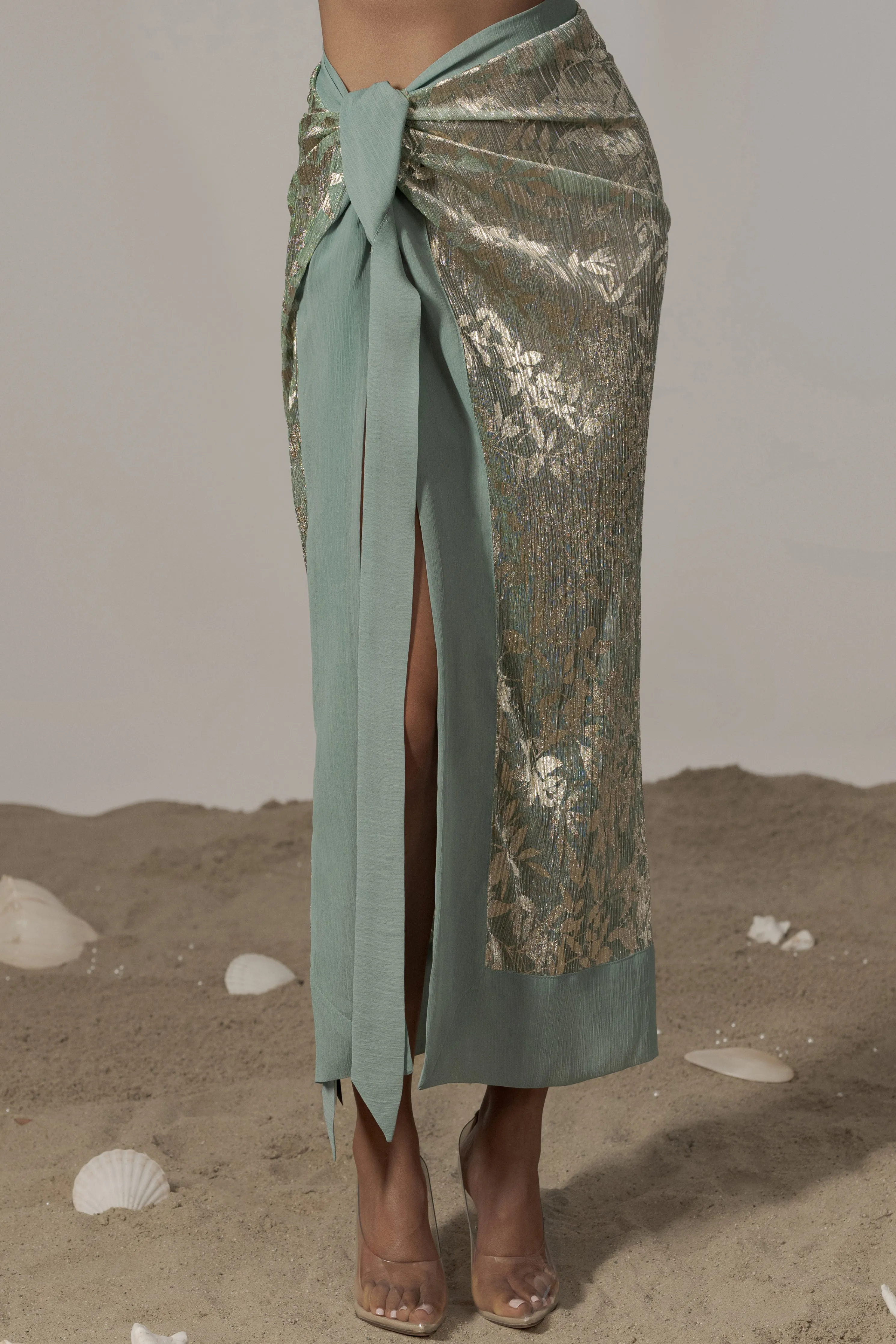 Sage Positano Printed Sarong Skirt