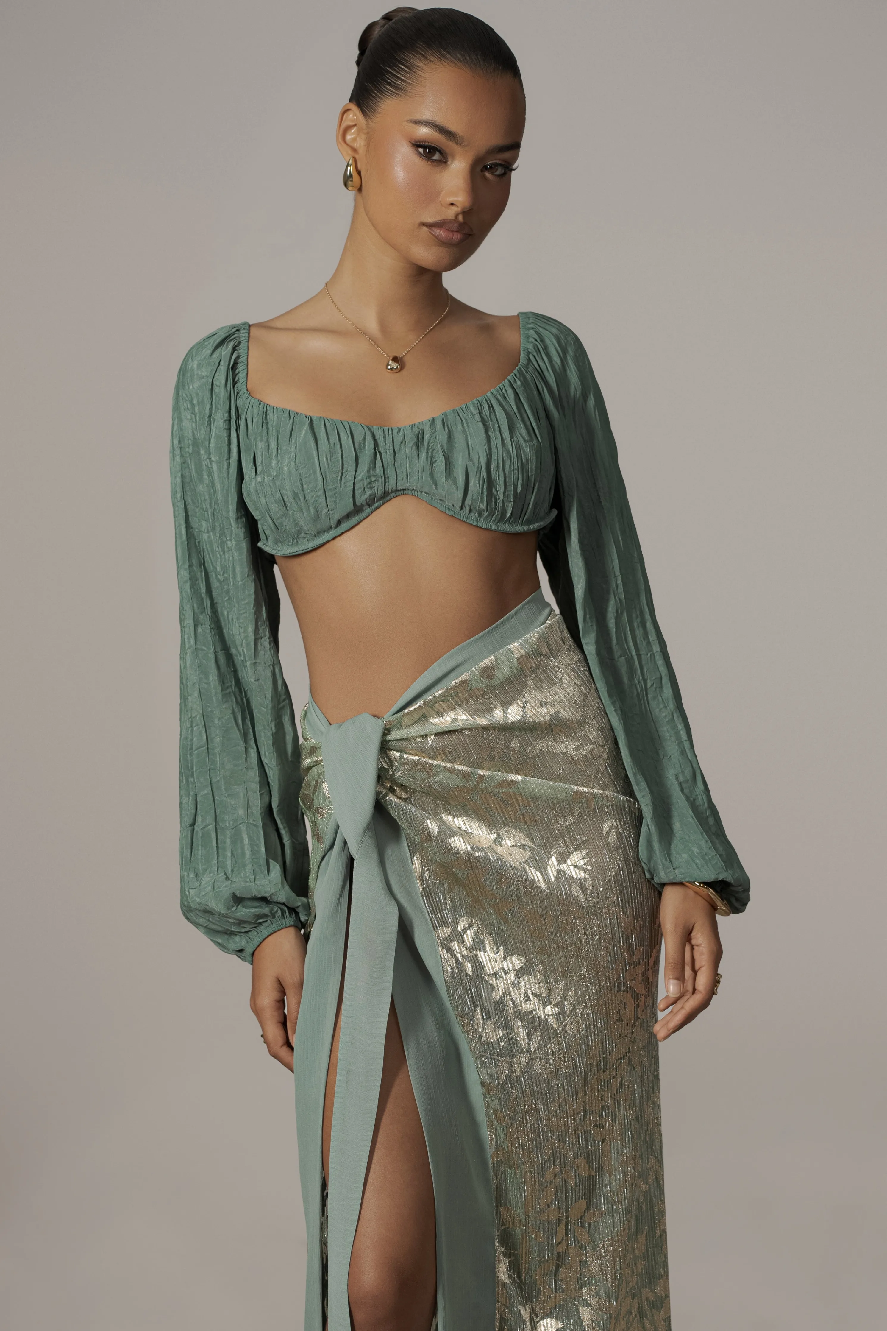 Sage Positano Printed Sarong Skirt