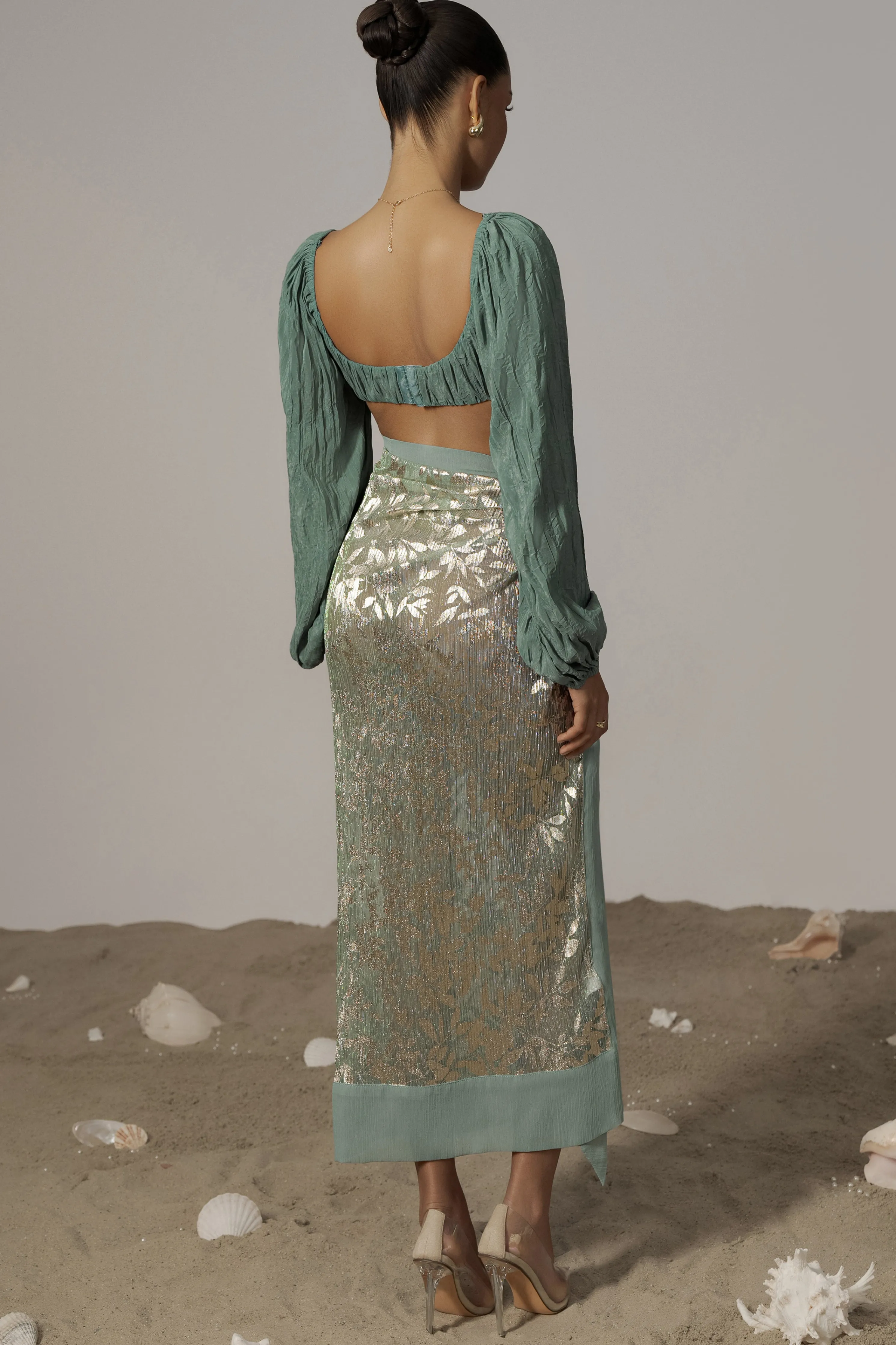 Sage Positano Printed Sarong Skirt