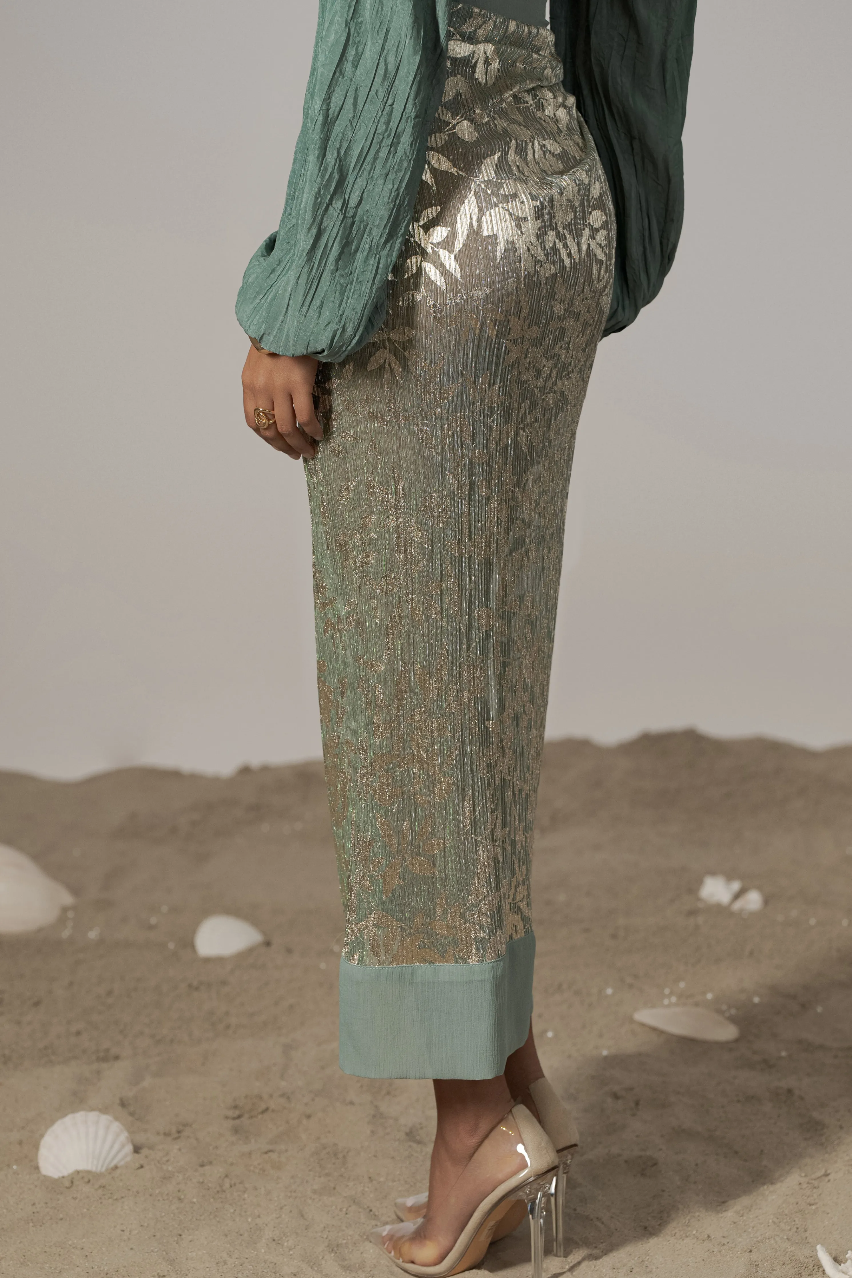 Sage Positano Printed Sarong Skirt