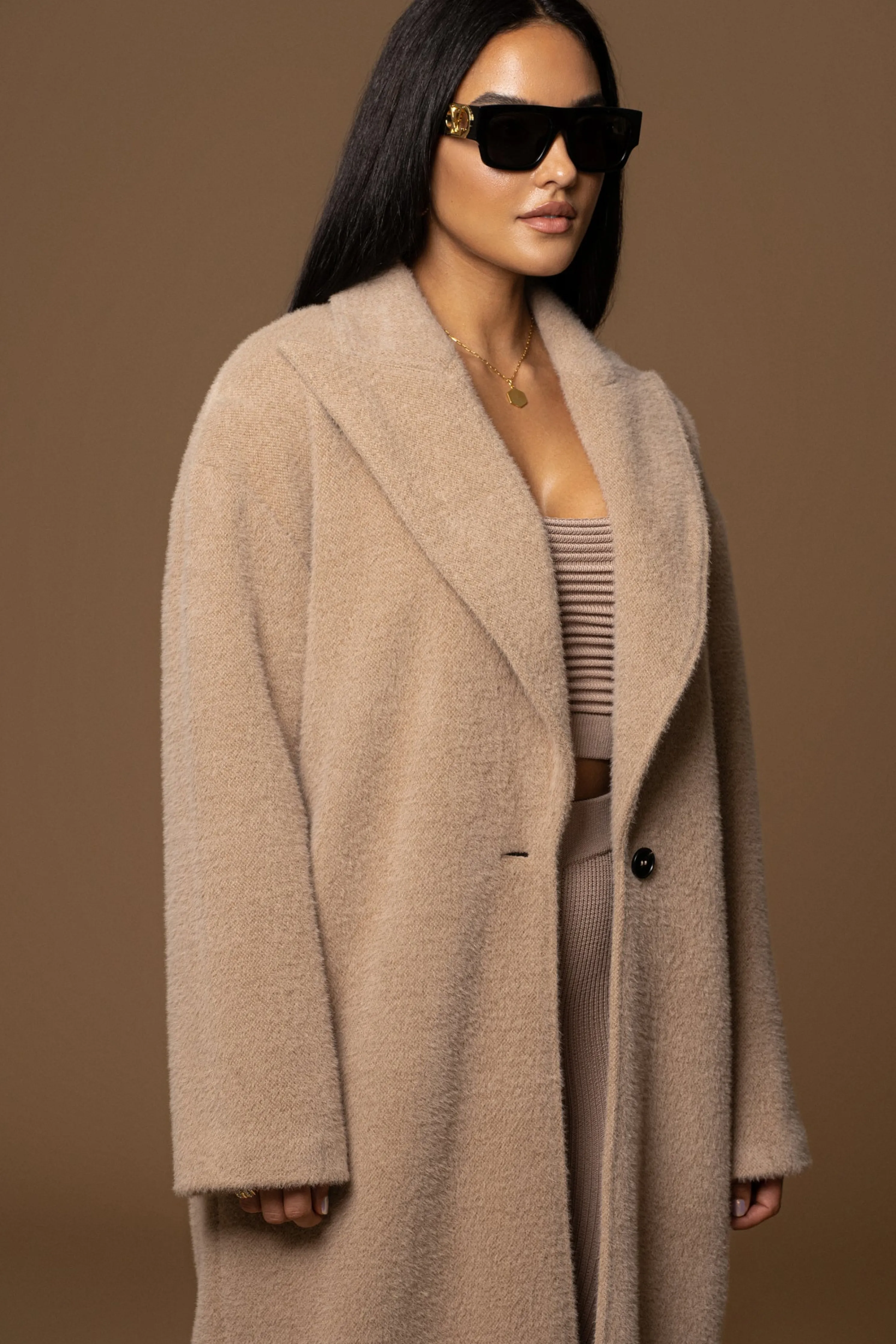 Sand Chelsie Longline Coat