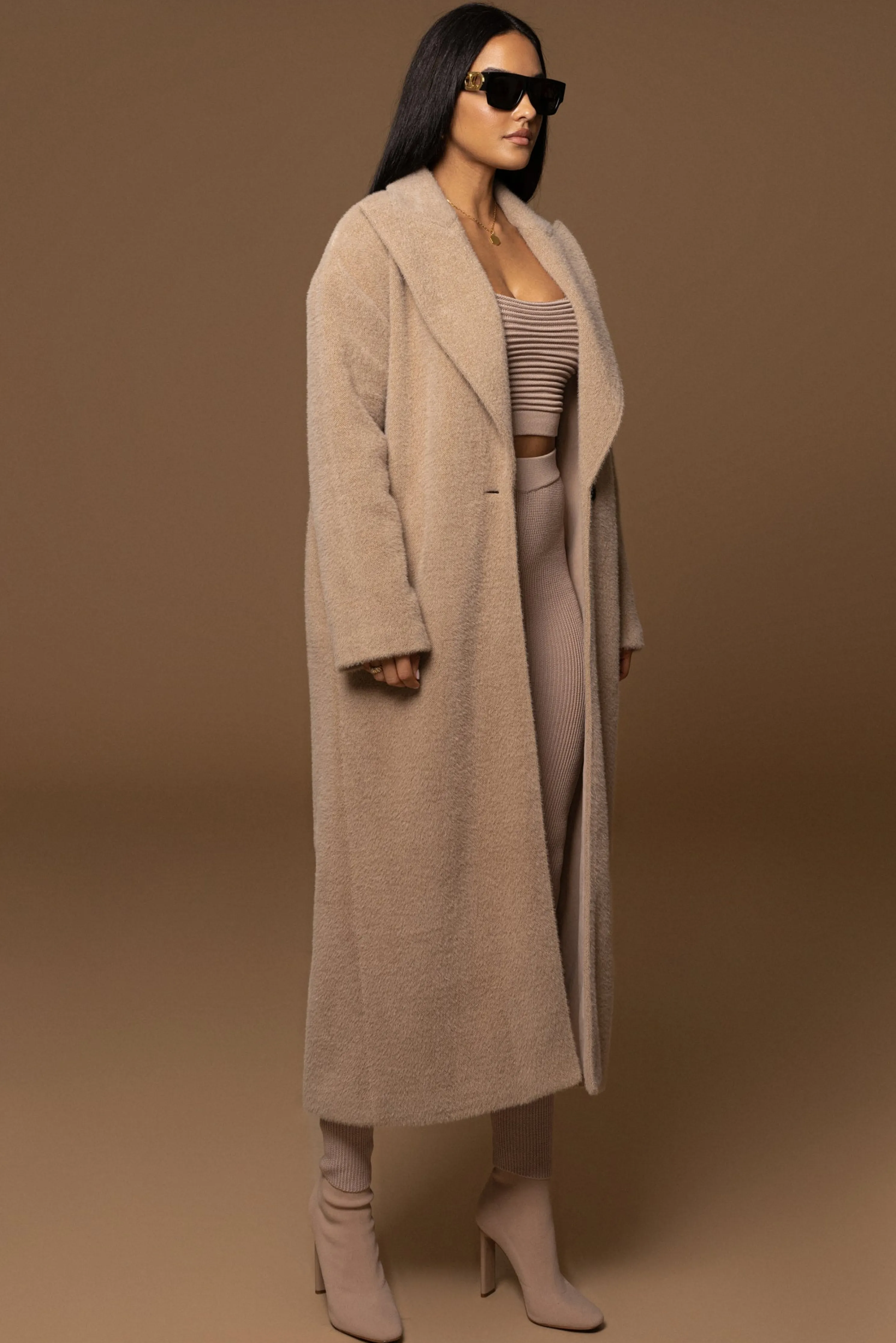 Sand Chelsie Longline Coat