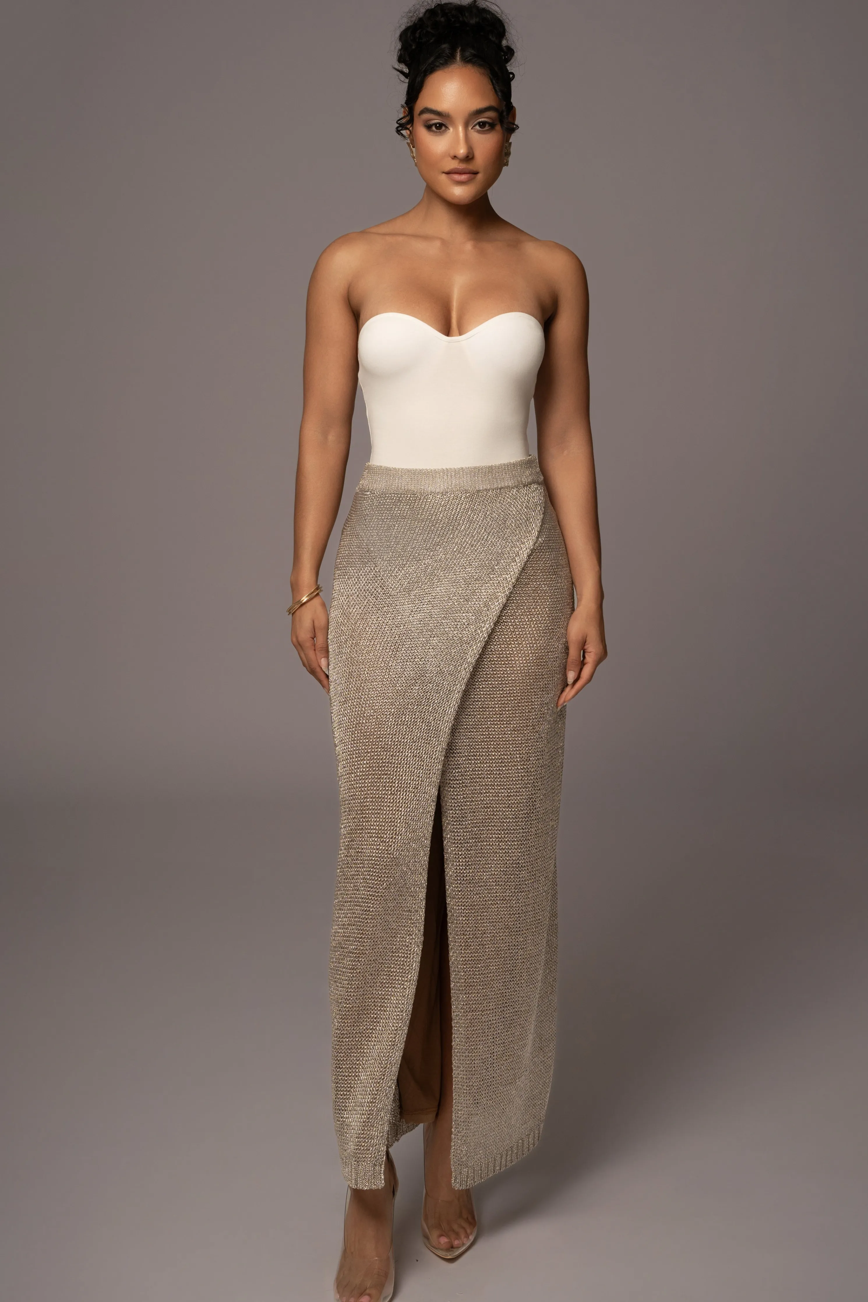 Silver Anais Maxi Slit Skirt