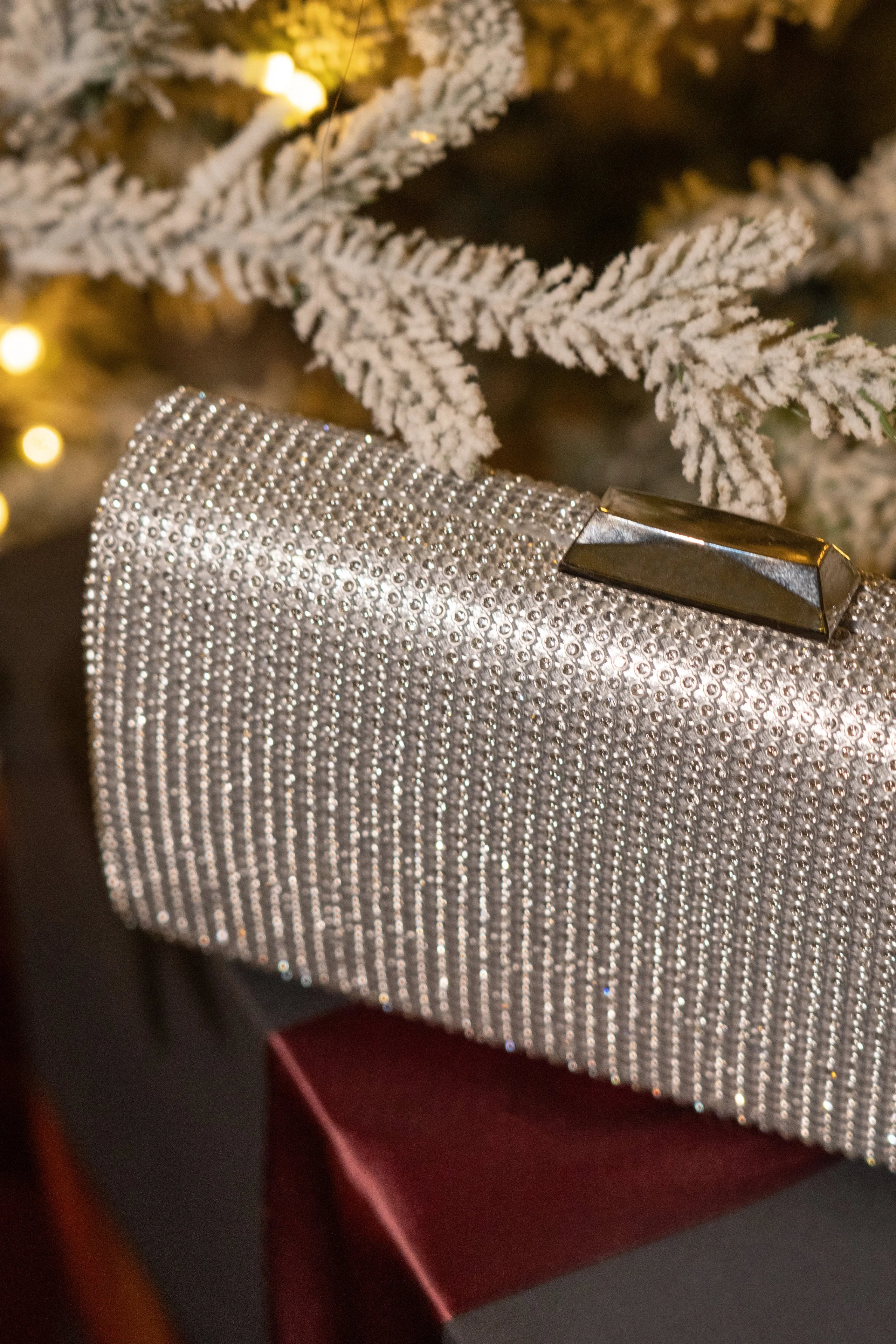 Silver Diamante Clutch Bag