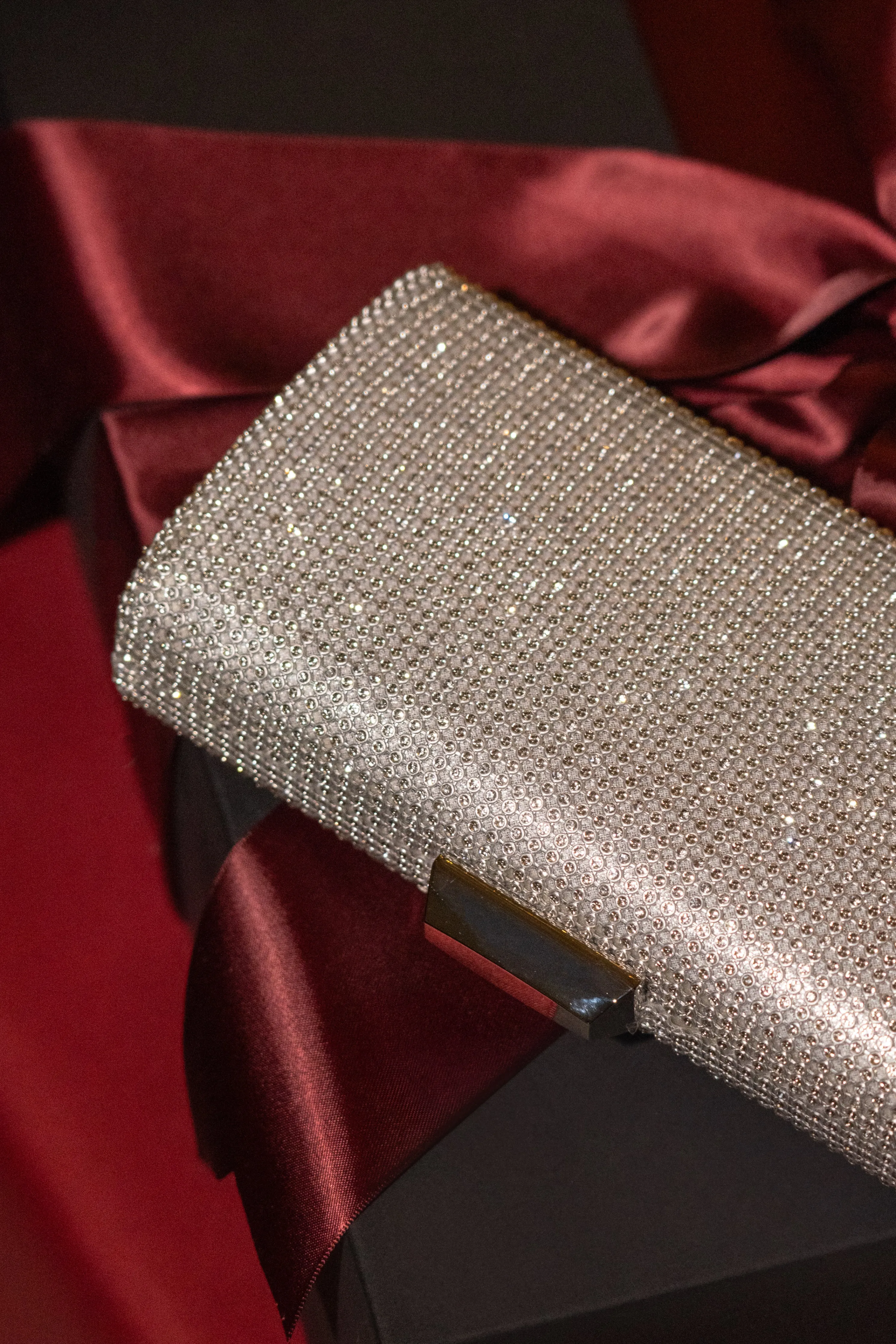 Silver Diamante Clutch Bag