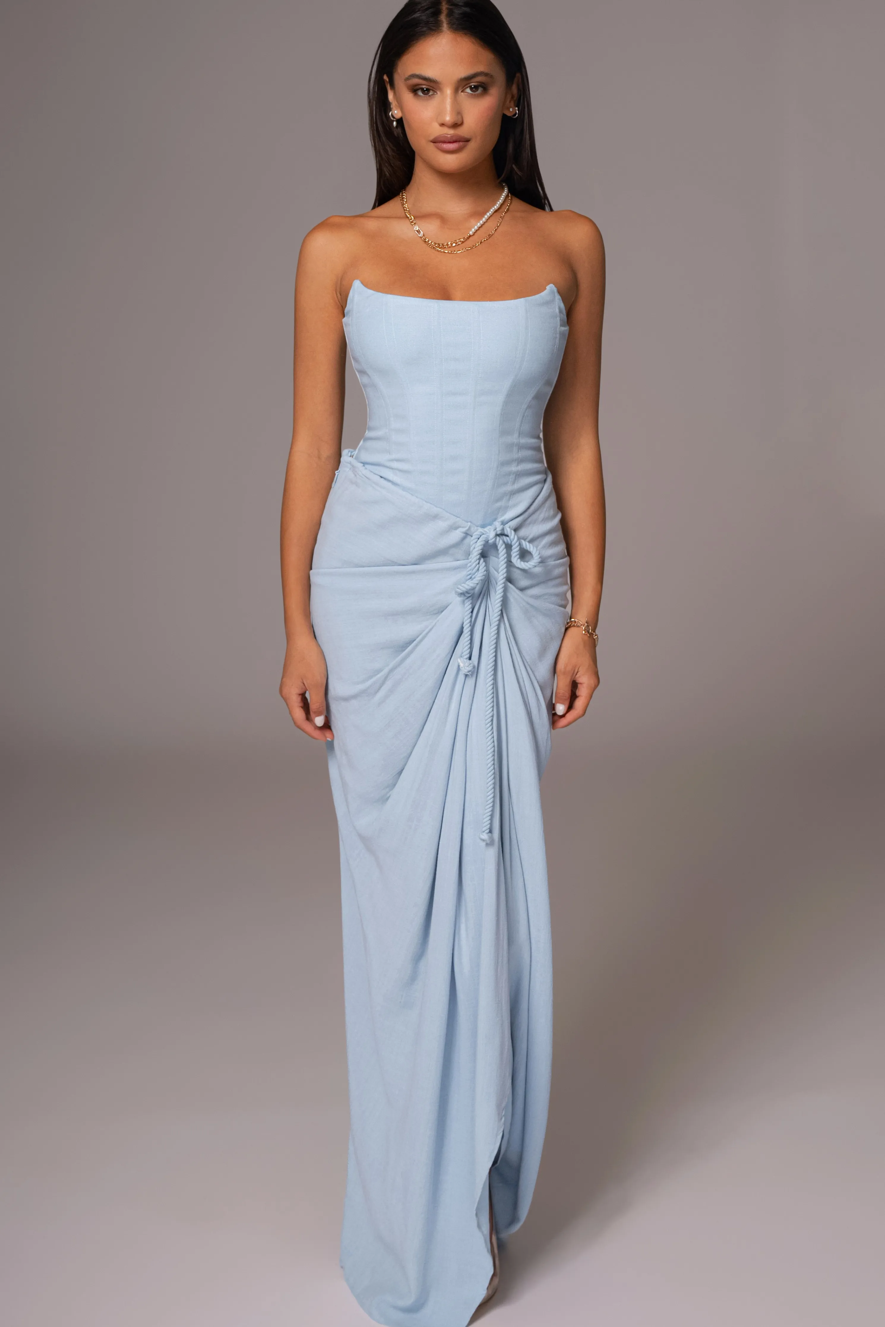 Sky Blue Fenix Reversible Linen Corset