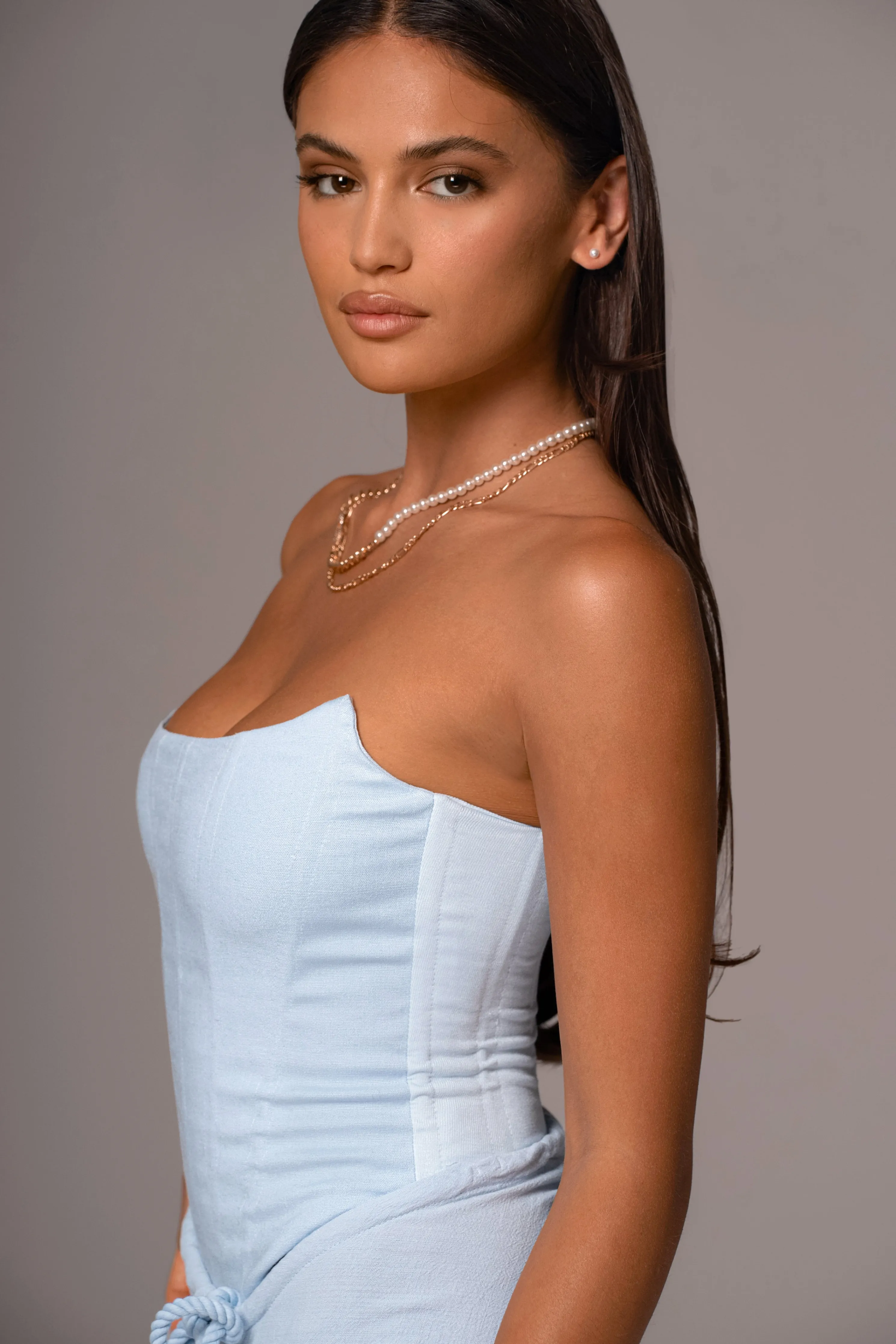 Sky Blue Fenix Reversible Linen Corset