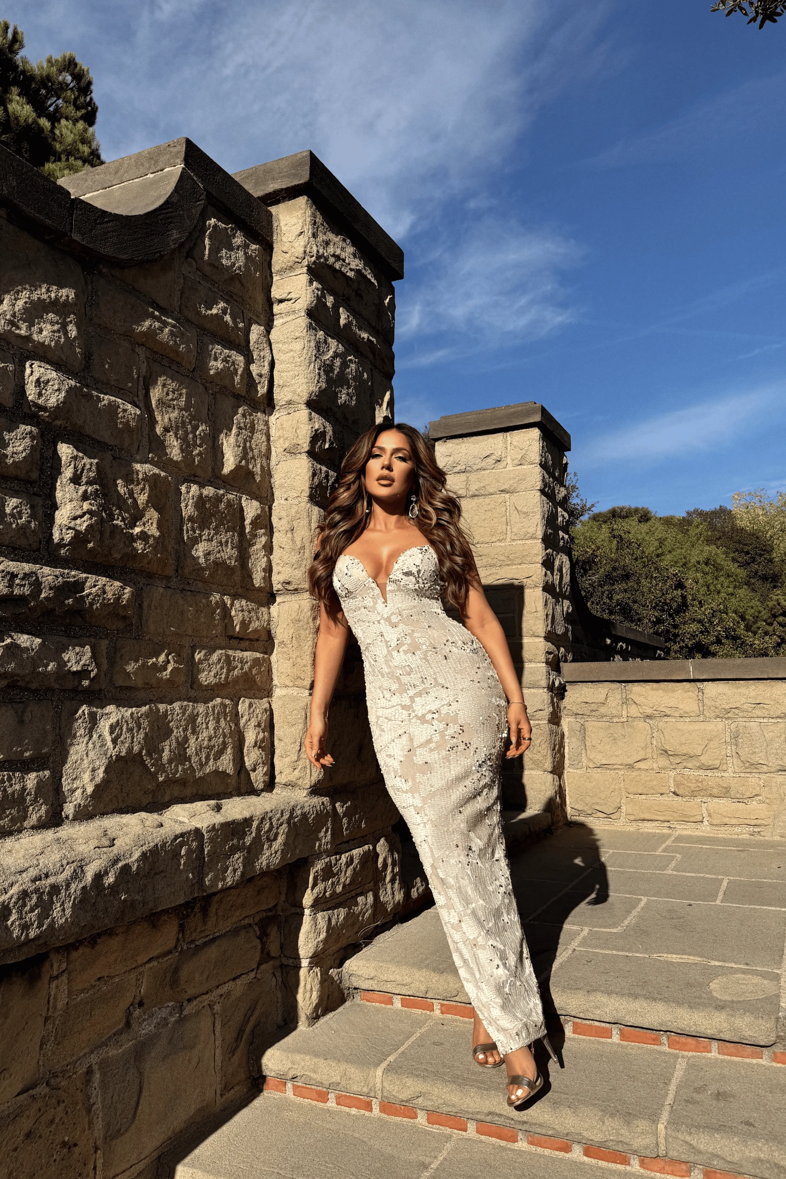 Stone Gilded Sequin Maxi Dress