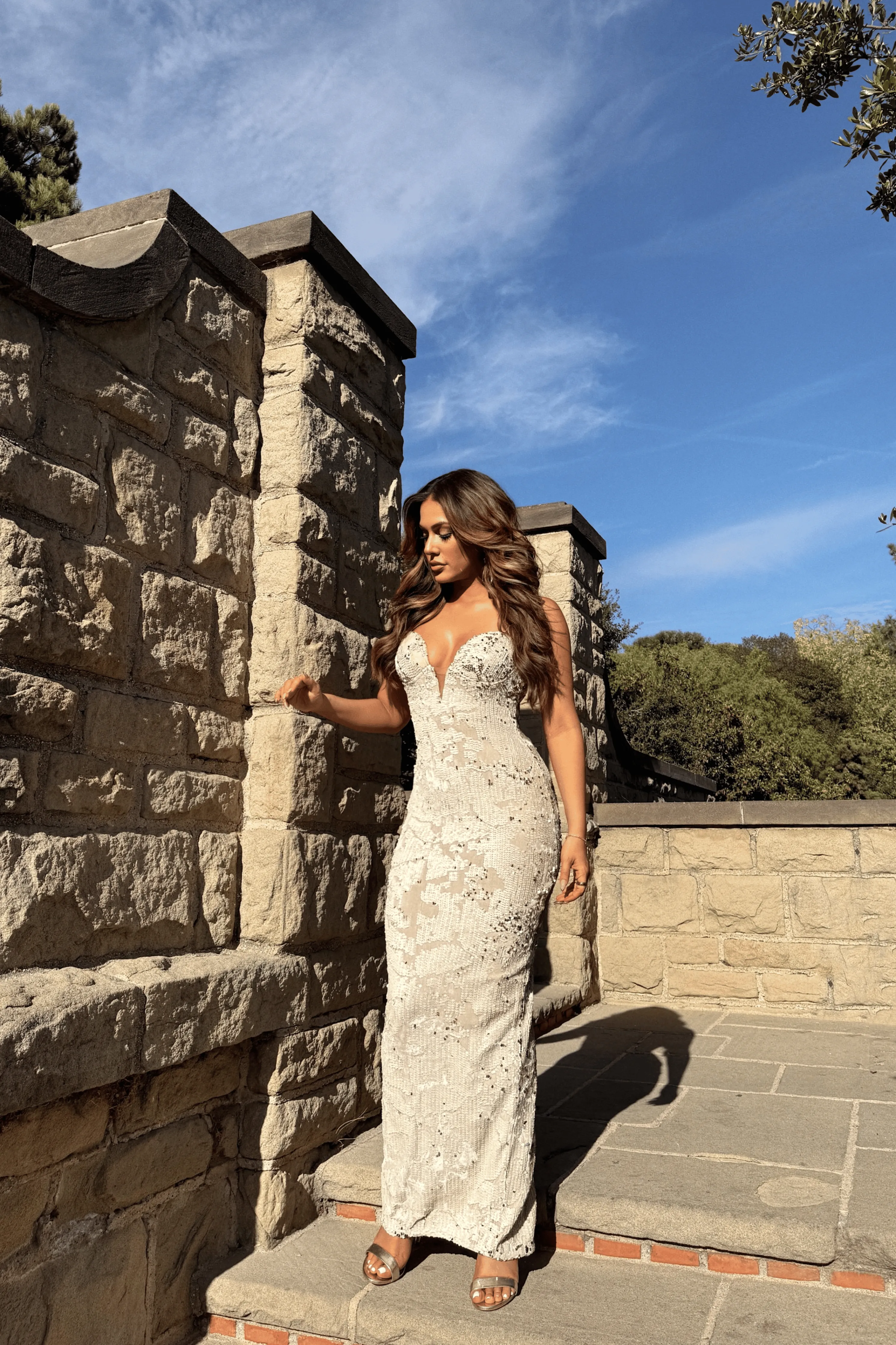 Stone Gilded Sequin Maxi Dress