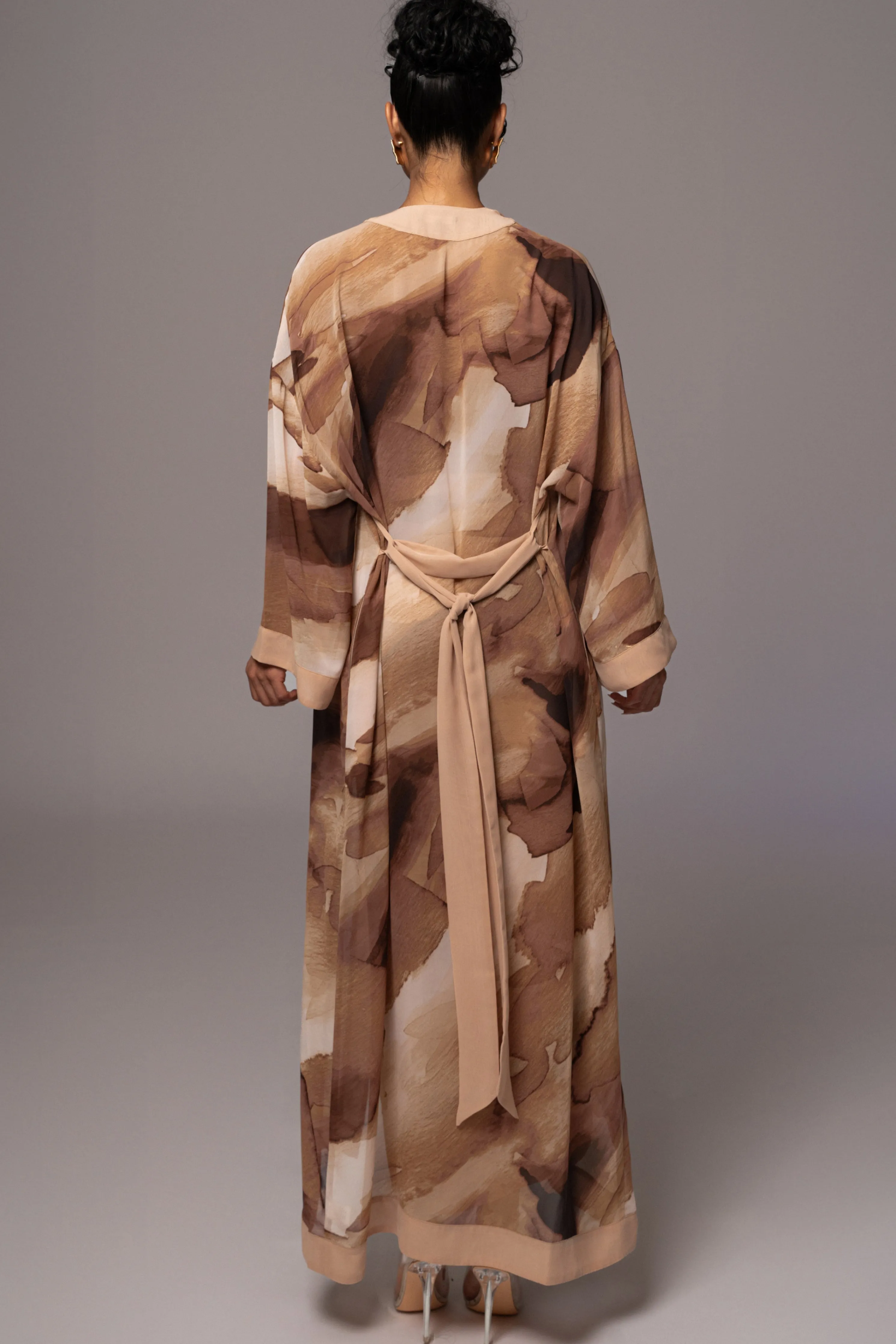 Tan Abstract Alissa Printed Duster