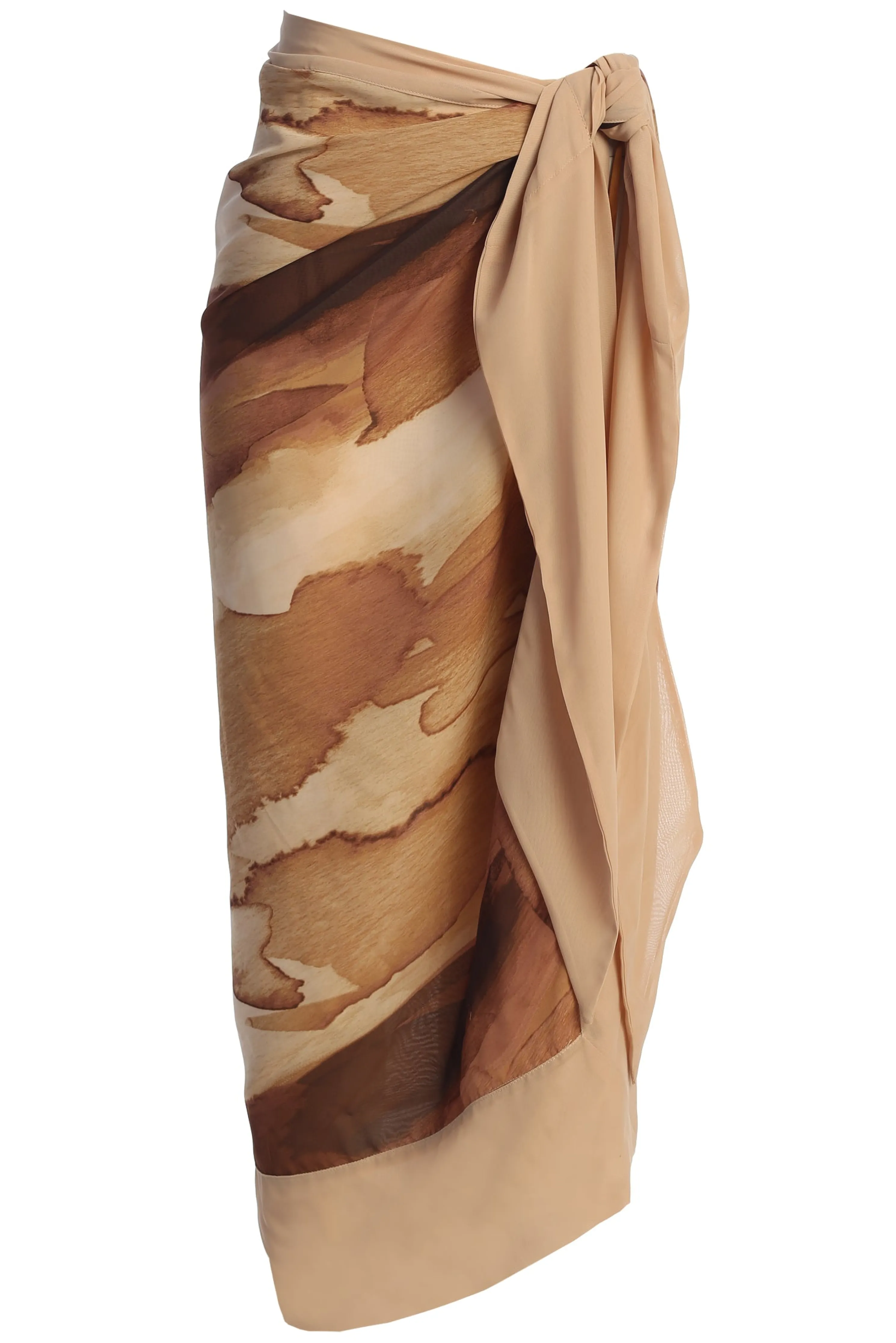 Tan Abstract Marine Print Sarong